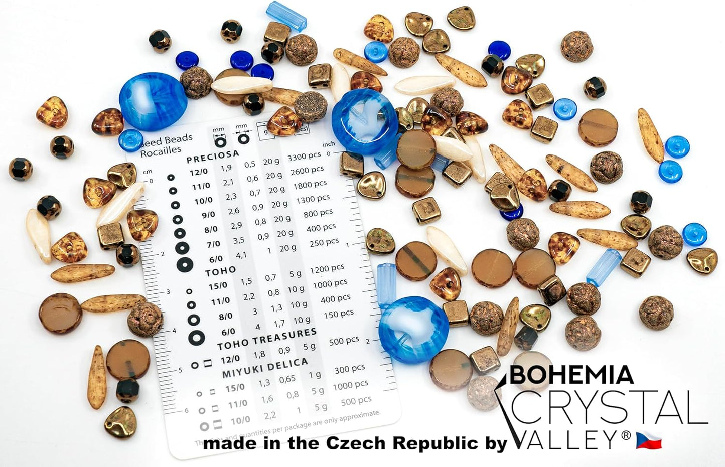 1.4oz (40g) Limited Mix of Czech Glass Beads, Matte and Glossy, Faceted Fire Polish, Hand Made Set Kit, Blue Copper