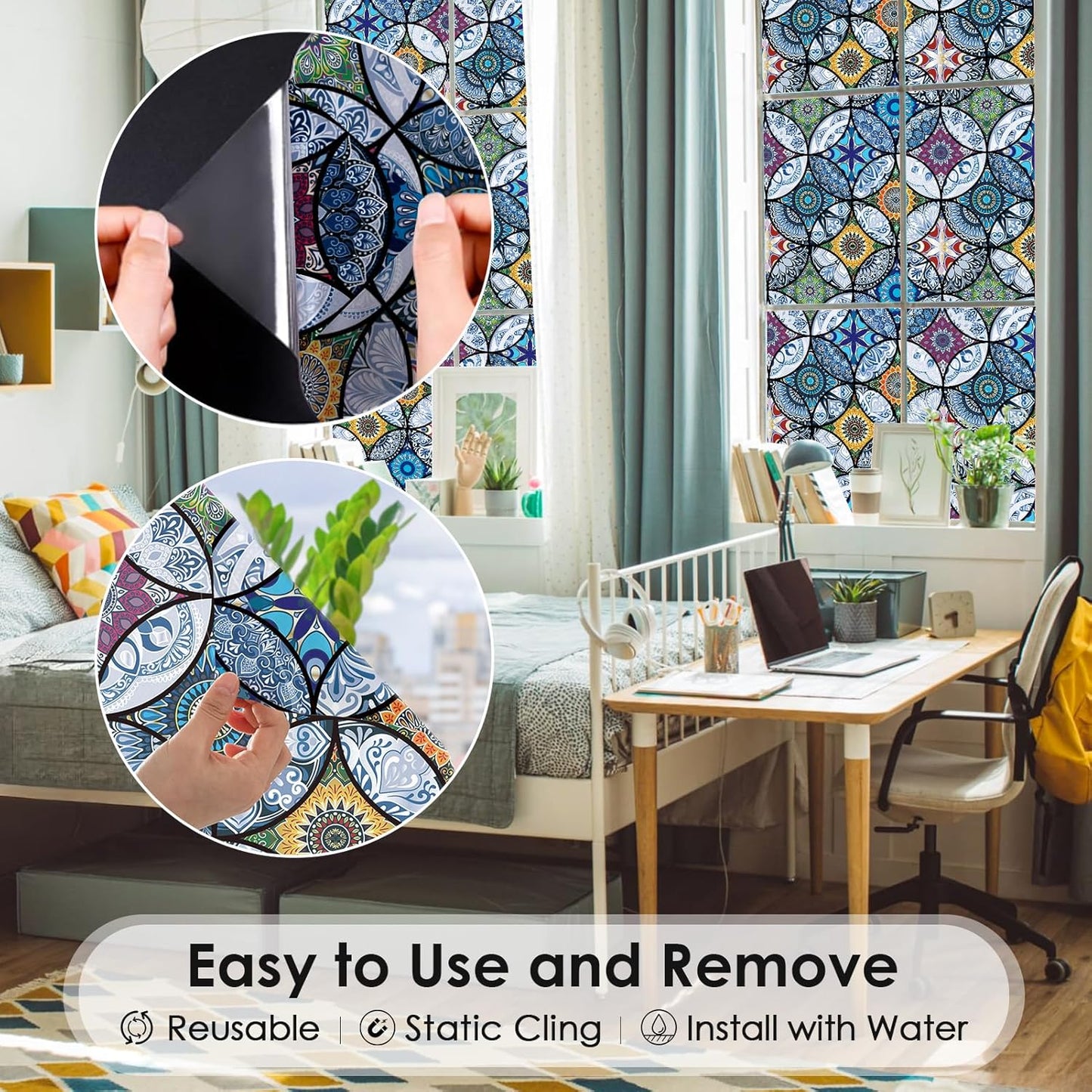 DKTIE Frosted Window Film with Installation Tools Privacy Window Film Frosted Window Sticker Static Cling Film Decorative Window Cling for Home Office UV Protection 35.4 x 78.7 Inch