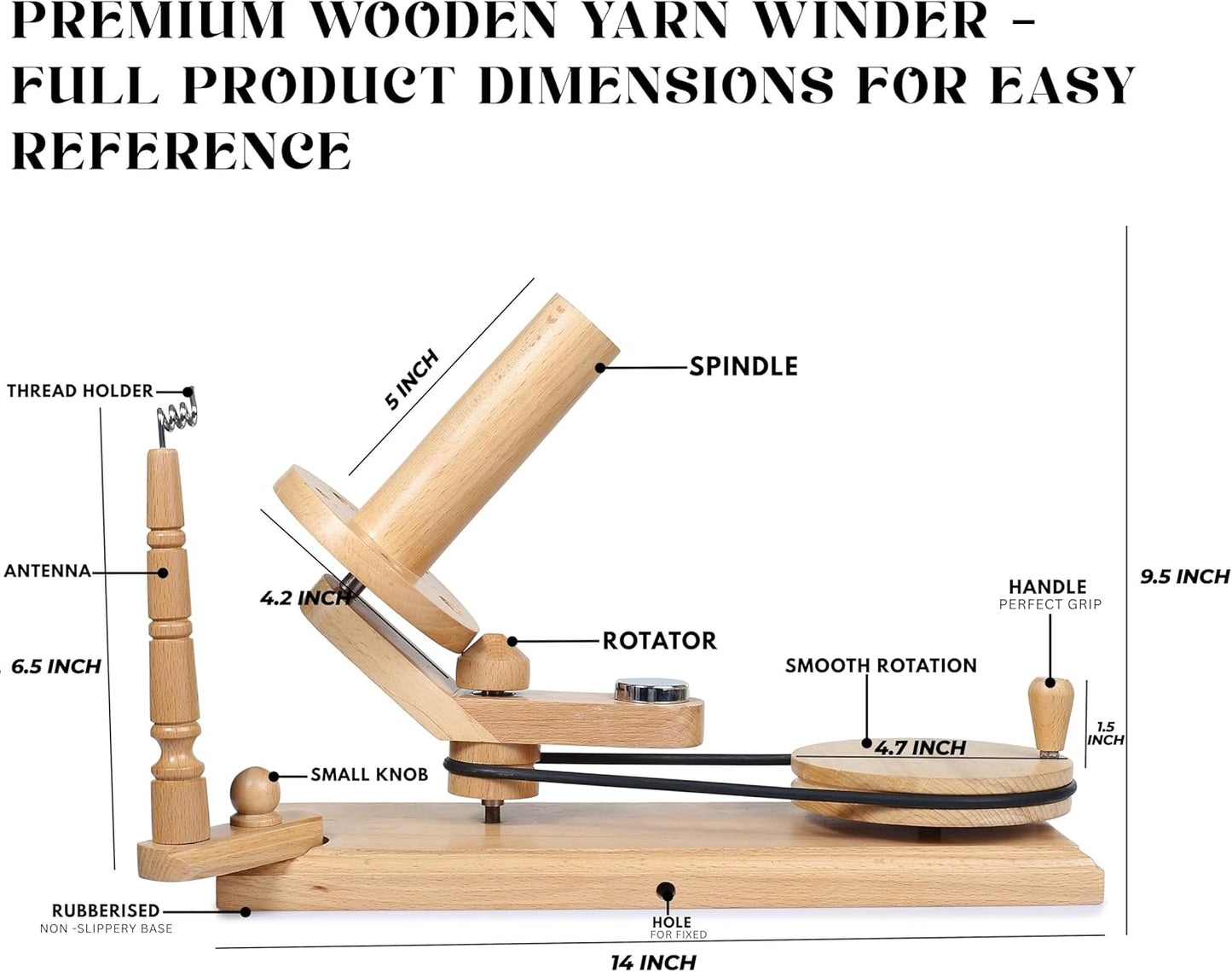 Wooden Yarn Ball Winder & Table Top Swift Set, Hand Operated Beechwood Combo Winder, Large Capacity 8 to 10 oz Yarn Fiber Winder, Wool String Swift Winder (Beechwood Winder & Swift)