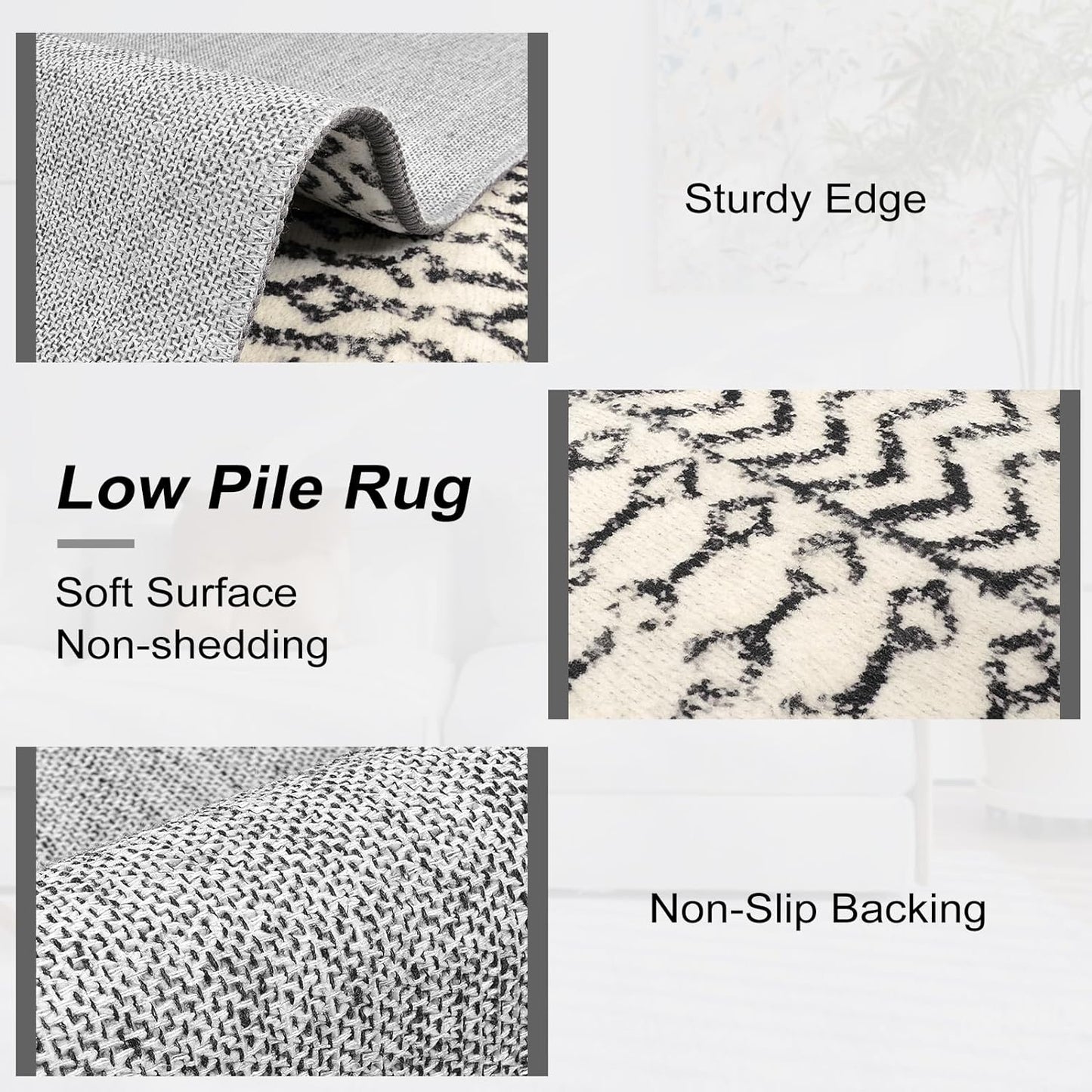 Moroccan Washable Runner Rug, 2x6 Ultra Soft Non-Slip Vintage Boho Hallway Kitchen Runner Rug Floor Carpet for Bedroom Bathroom Laundry Living Room