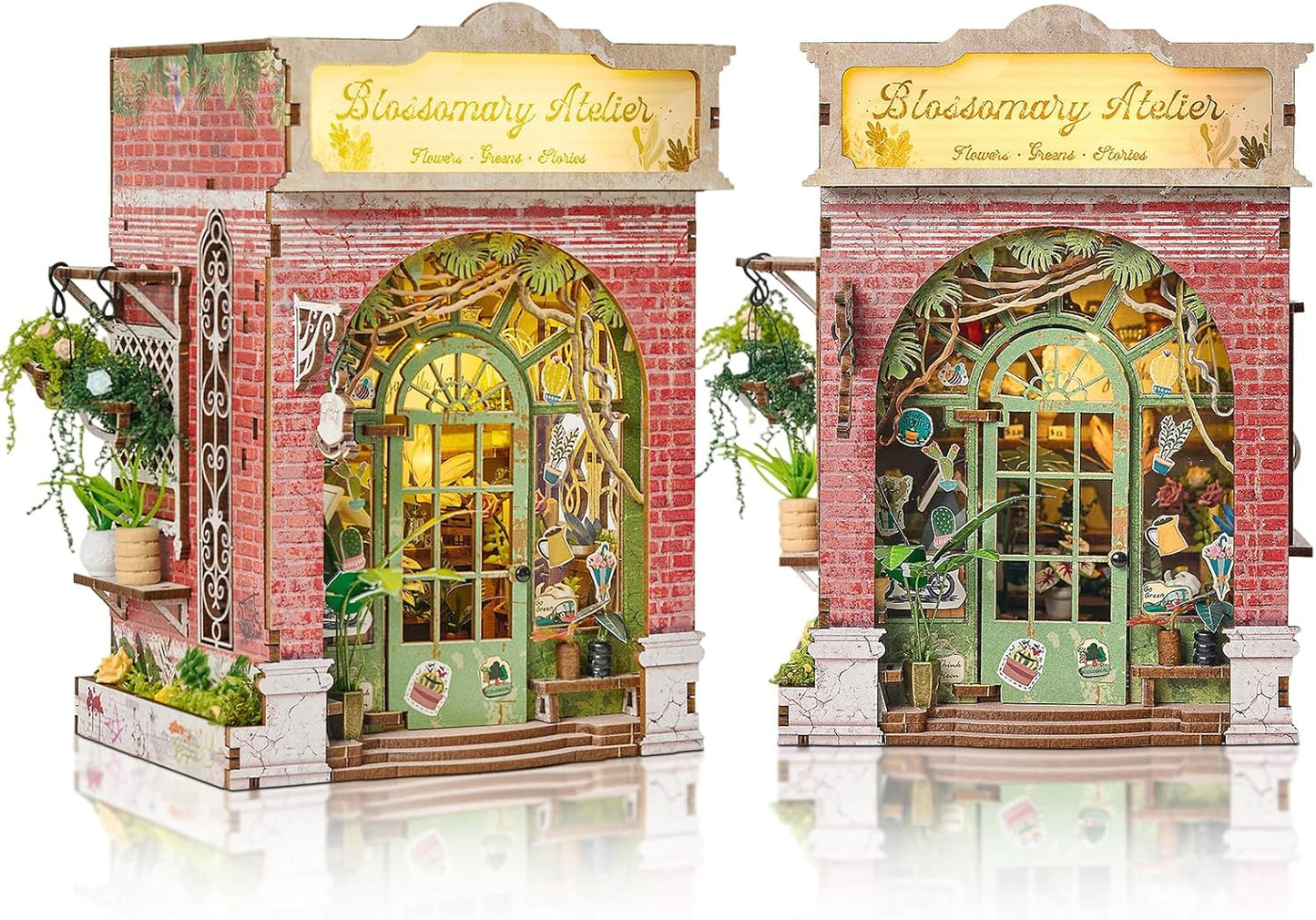 DIY Book Nook Kit, Miniature Dollhouse Bookshelf Insert with Light, Laser-Cut Wooden Craft Set for Adults, Perfect for Teens and Adults, Blossomary Shop