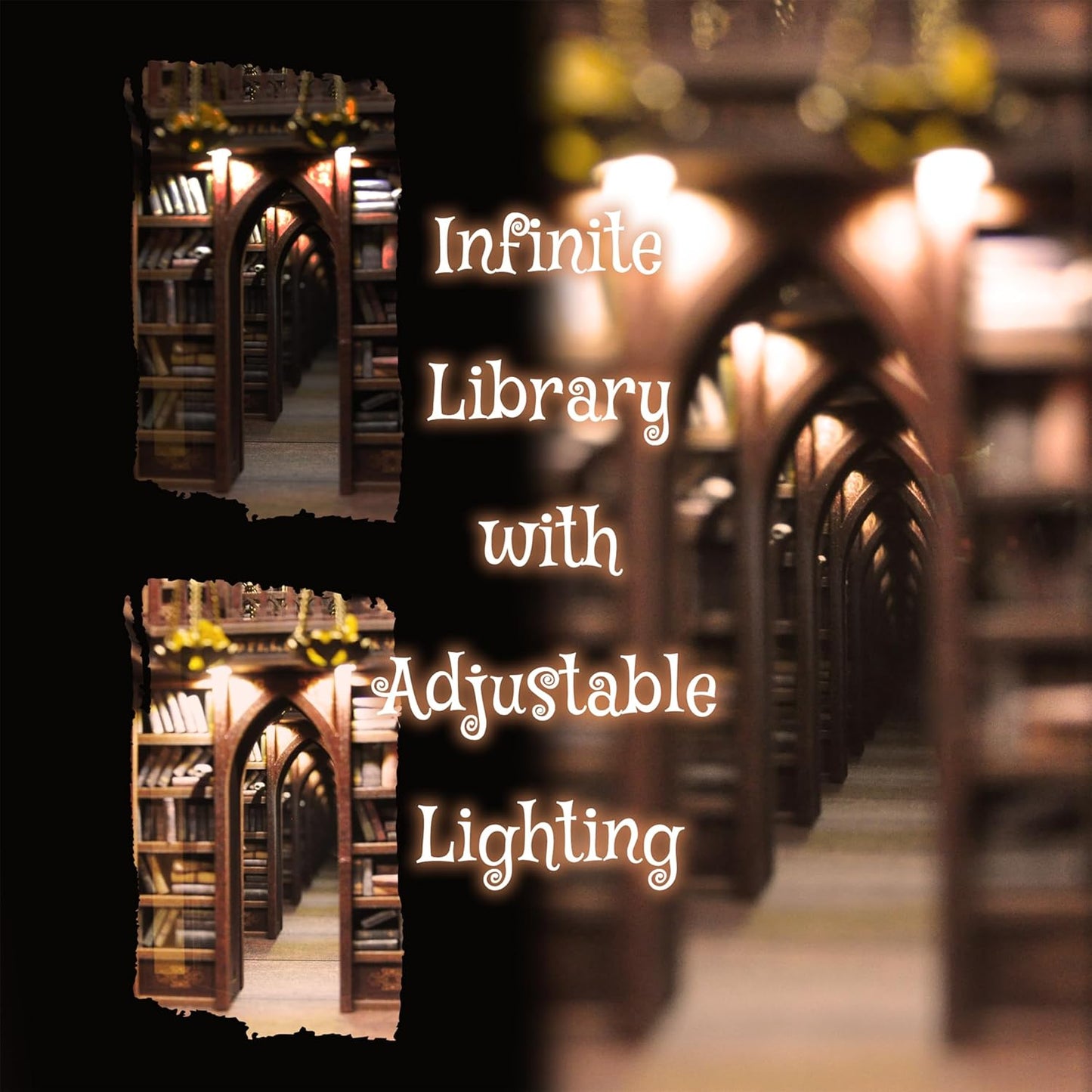 DolphinIsle Book Nook Kits for Adults, DIY Booknook Bookshelf Decor Magic Spell Library with Flame Illusion