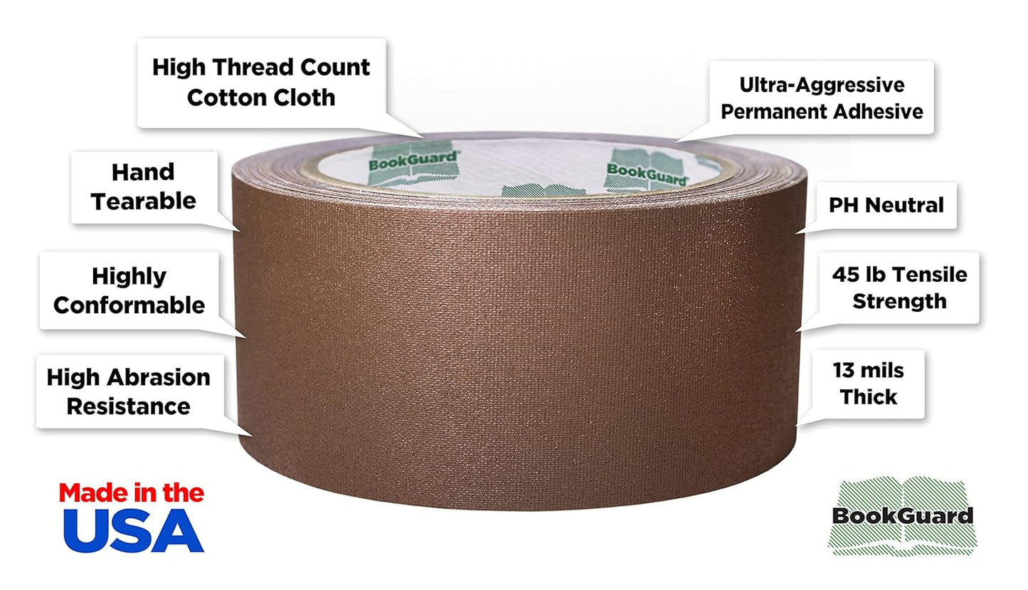 BookGuard 2 inch Premium Bookbinding Repair Cloth Tape, 15 Yard Roll Tan