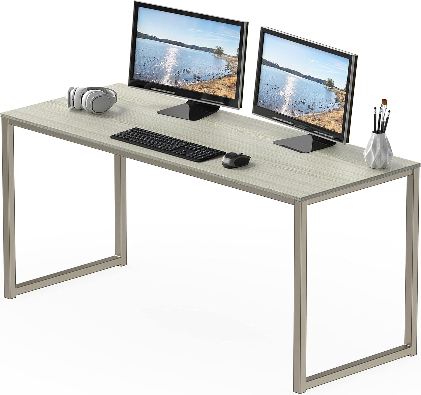 SHW Mission 55-Inch Home Office Computer Desk, Maple