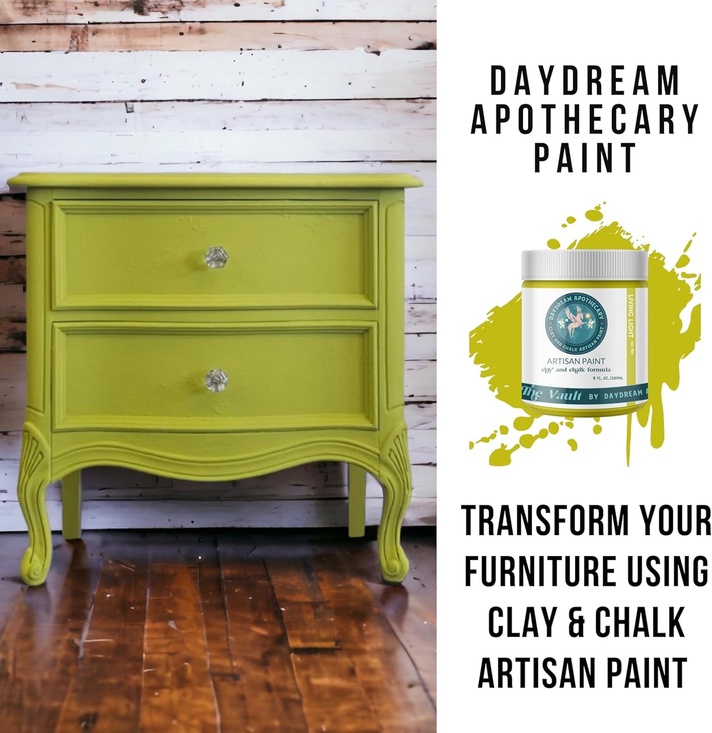 Daydream Apothecary Premium Chalk Style Paint for Furniture, Home Décor, Wood, DIY Interior Projects, Quick Dry, No Prep or Prime Needed, Matte Chartreuse - 16oz