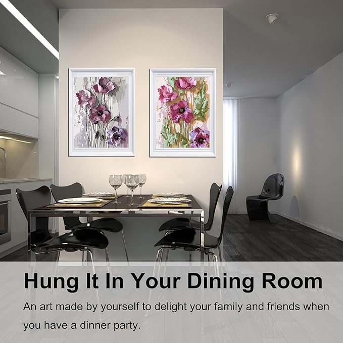 BAISITE Paint by Numbers Kit for Adults Beginners,16" Wx20 L 2 Pack Canvas for Painting Kits for Adults in Colorful Box 6566 Already Framed