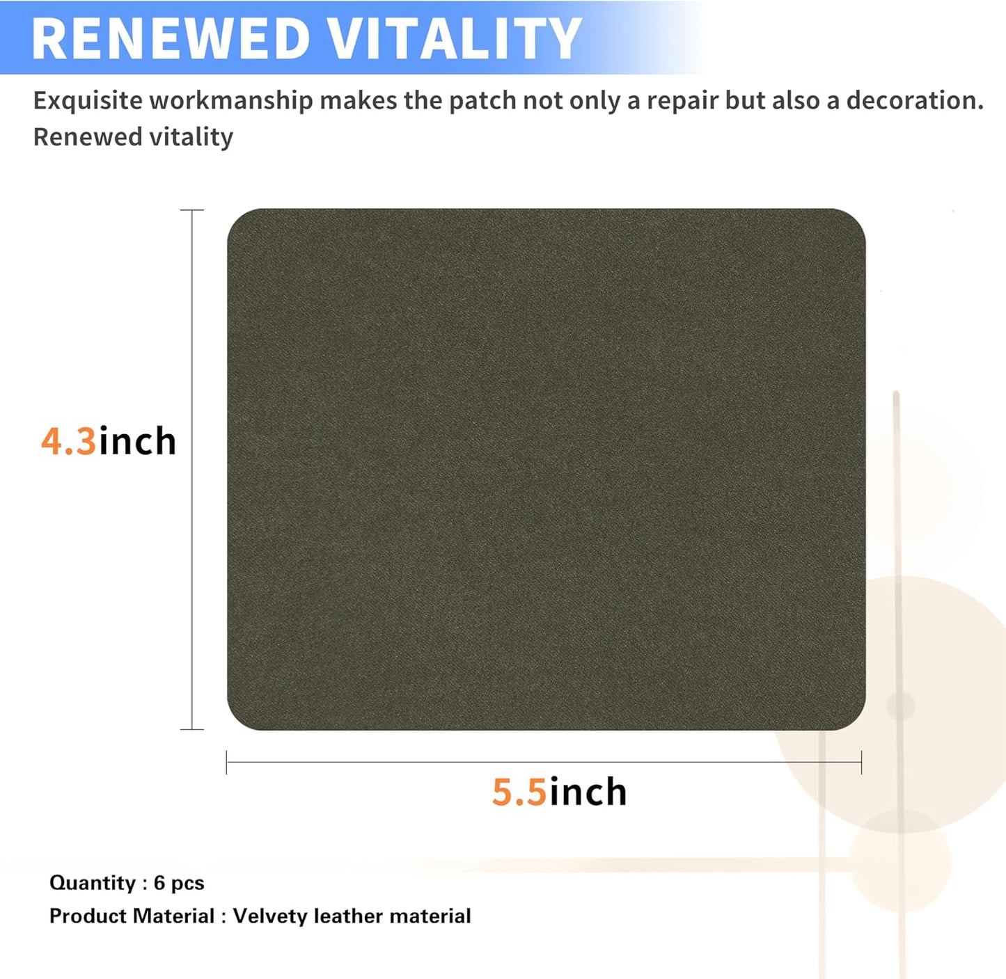 Azobur Sofa Fabric Repair Patch, 6 Piece Microfiber Patches, Self Adhesive Fabric Sofa Patch Repair Fabric, Luxurious Look, Quick Fix Sofa.（Olive Green）