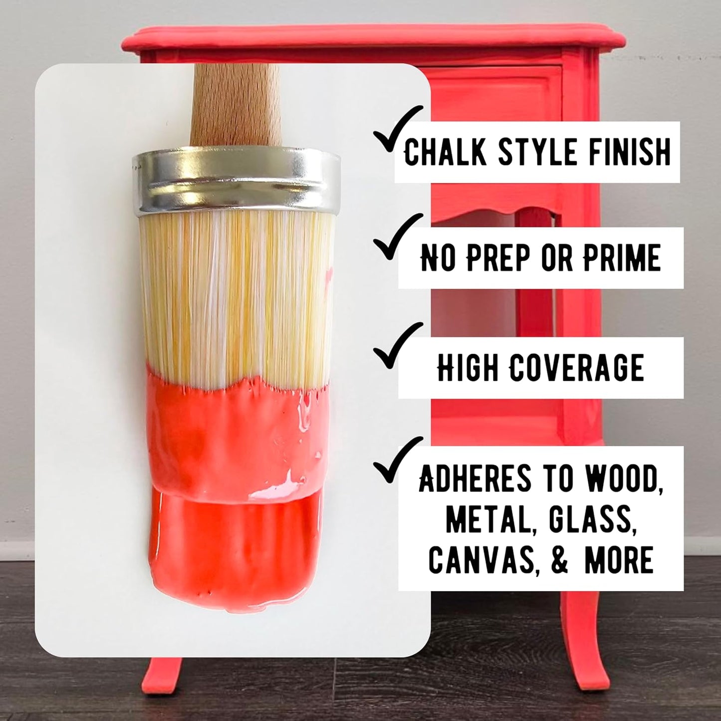 Daydream Apothecary Premium Chalk Style Paint for Furniture, Home Décor, Wood, DIY Interior Projects, Quick Dry, No Prep or Prime Needed, Matte Neon Red - 16oz