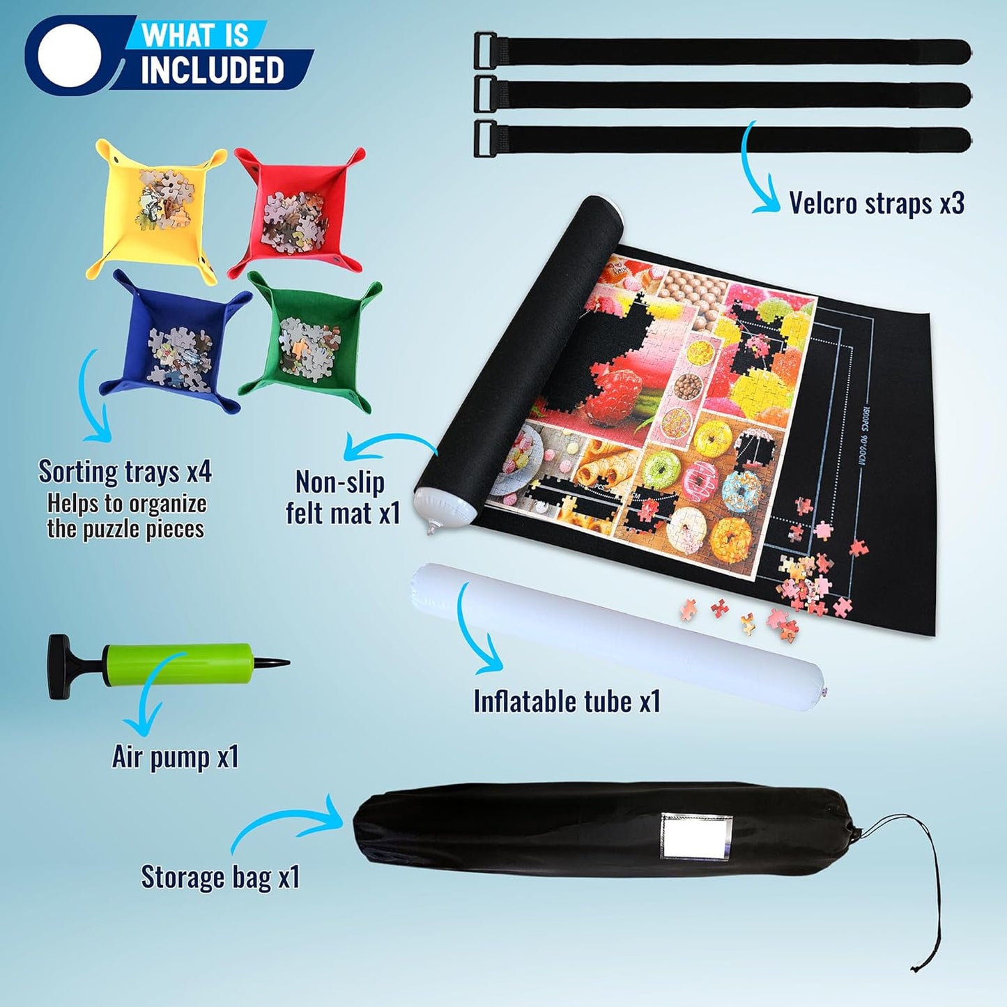 Black 1500 Pieces Jigsaw Puzzle Mat Roll Up | Unique Design, Portable Puzzle Board for Adults & Kids, Stow and Go Puzzle Saver | Puzzle Keeper Storage Saver 2000 1000 500 Piece Puzzles