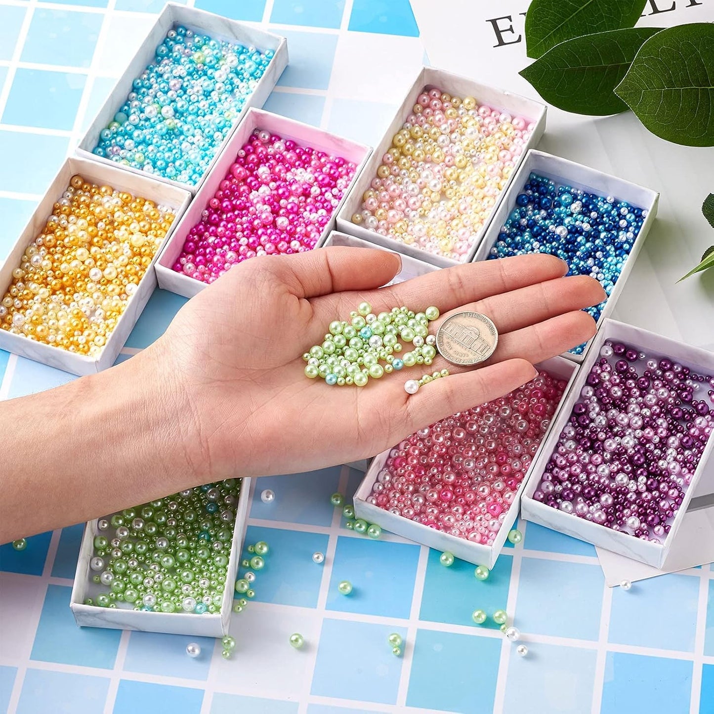 3300pcs Resin Beads Resin Bubble Beads No Hole Imitation Pearls Loose Beads Resin Round Spacer Beads for Resin Crafting and Nail Arts Jewelry Making 9 Colors