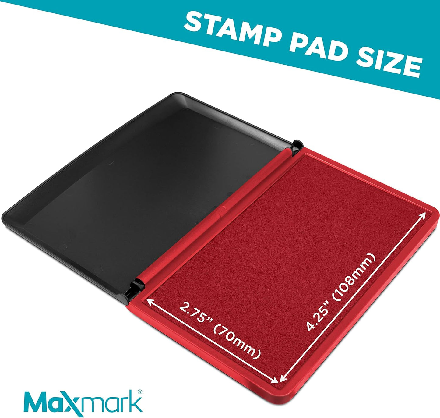 MaxMark Large Red Stamp Pad - 2-3/4" by 4-1/4" - Premium Quality Felt Pad