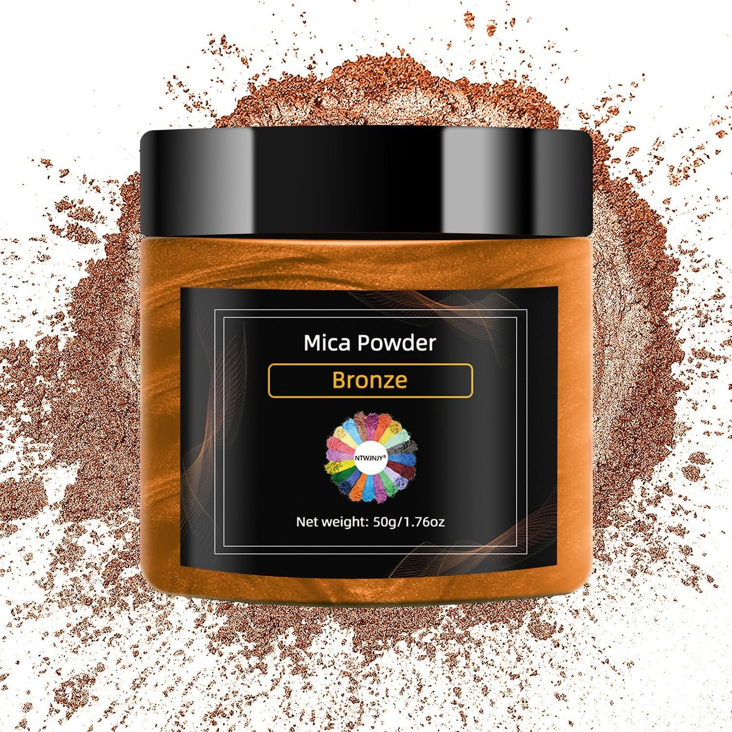 Bronze Colored Mica Powder for Epoxy Resin，Natural Shimmer Mica Powder Used for Coloring car Spray Paint, Candles, soap, Eye Shadow, Lip Gloss, Nail Polish(50g/1.7oz)