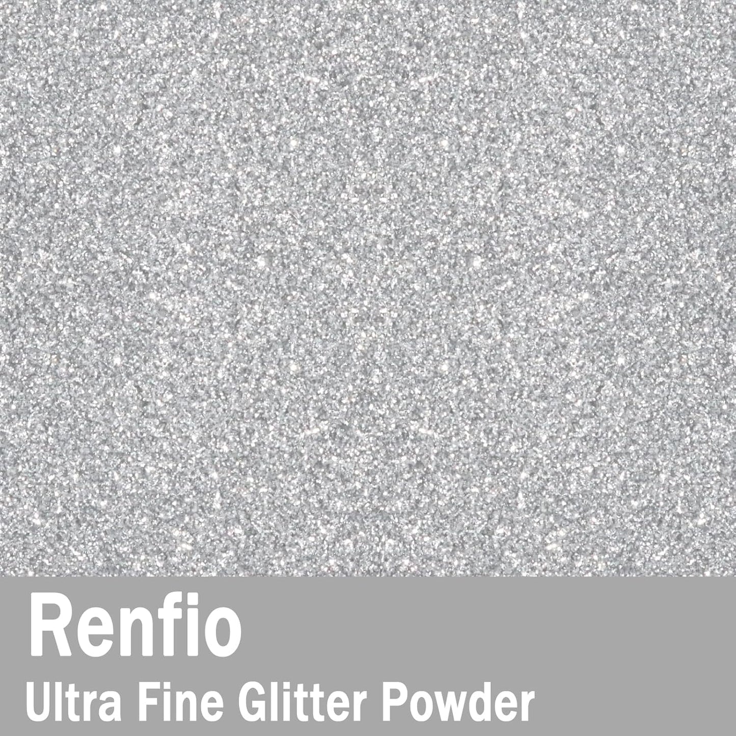 Renfio Ultra Fine Glitter Powder Metallic Resin Glitter 2.11 Oz (60g) PET Flakes Crafts Sequins 1/128" 0.008" 0.2mm Epoxy Chips Flakes for Tumblers Slime Decoration - Silver