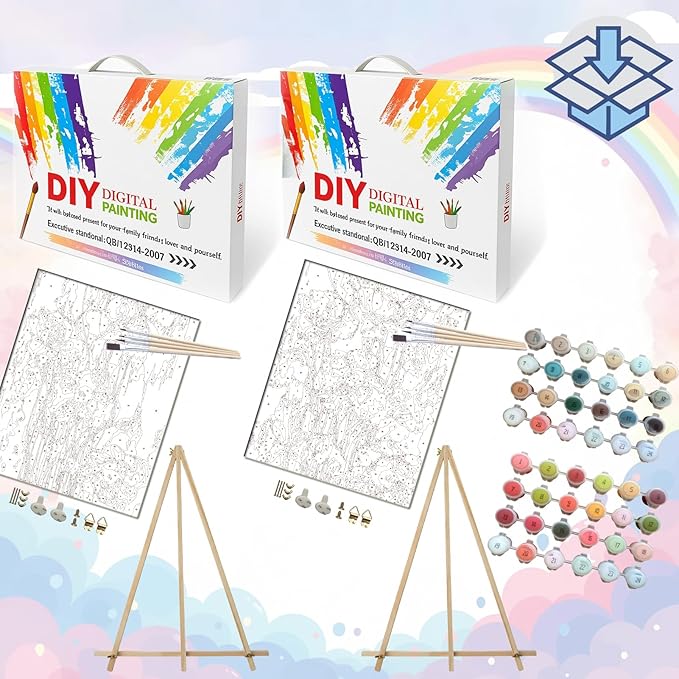 BAISITE Paint by Numbers Kit for Adults Beginners,16" Wx20 L 2 Pack Canvas for Painting Kits for Adults in Colorful Box 6566 Already Framed