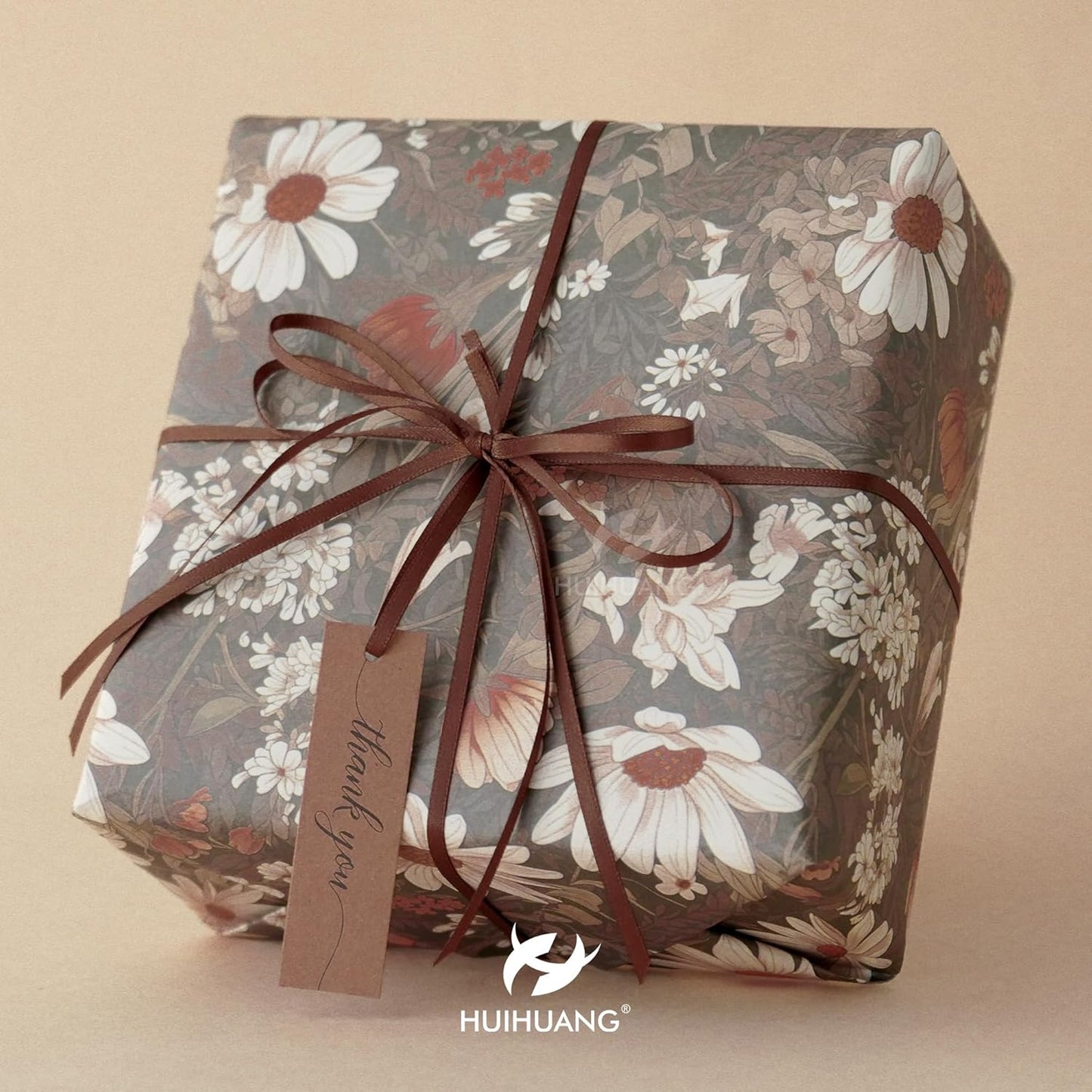 HUIHUANG Solid Color Satin Ribbon 1/8 inch x 100 Yards Roll Ribbon for Crafts (Brown)