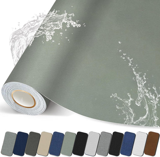 Canvas Repair Patch, 17X158 Inch Strong Sticky Fabric Repair Tape, Self-Adhesive Fabric Patch for Sofas, Tote Bags, Clothing, Car Seats, Furniture (Grey, 17X158 Inch)