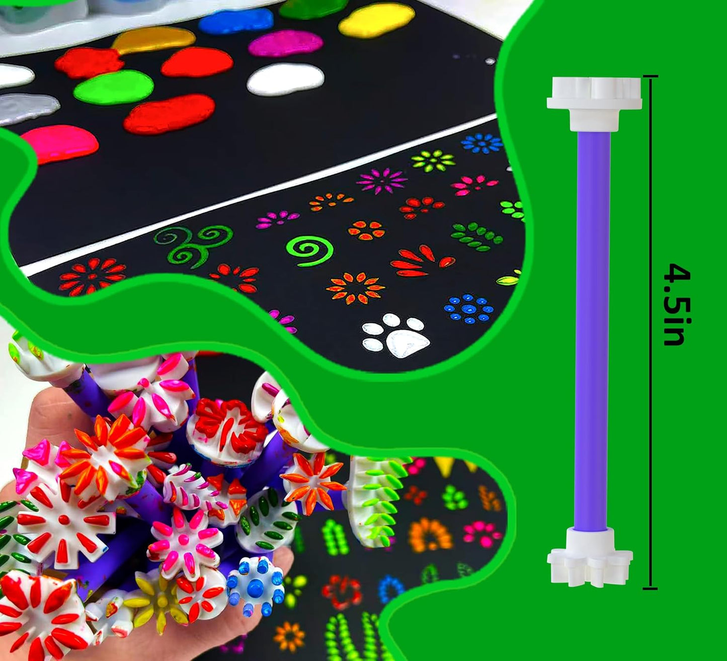 GEOCCI Flower Petal Tools for Dot Painting，50 Petal Shapes Dotting Tool，Mandala Dot Art Tools for Rocks，Embosssing Tools for Painting Dots （Purple）