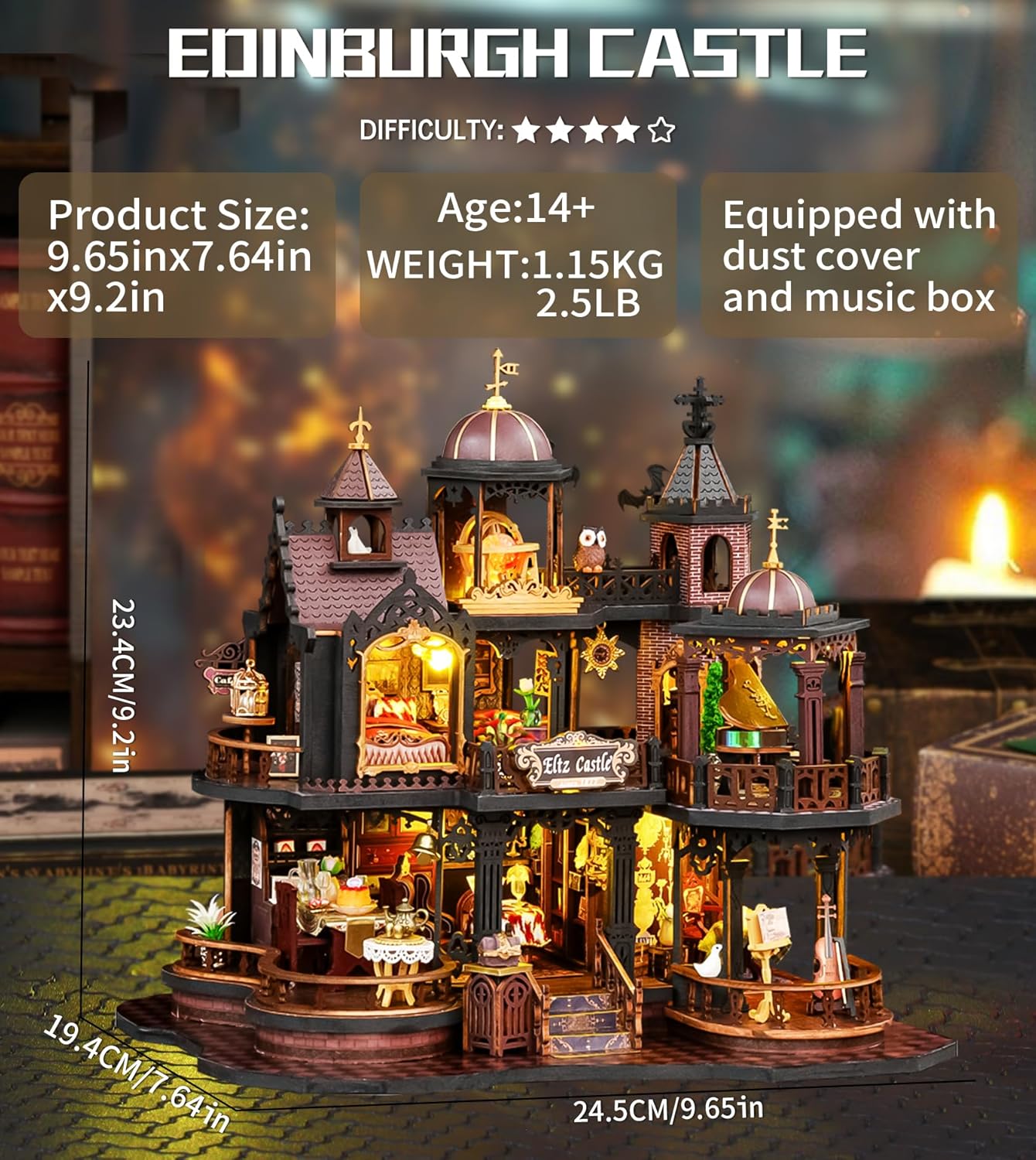 DIY Dollhouse Miniature House Kit,DIY Kit Mini House Model,1:24 Scale Creative Doll House Best Christmas Birthday Gift for Lovers Boys and Girls. (Edinburgh Castle)