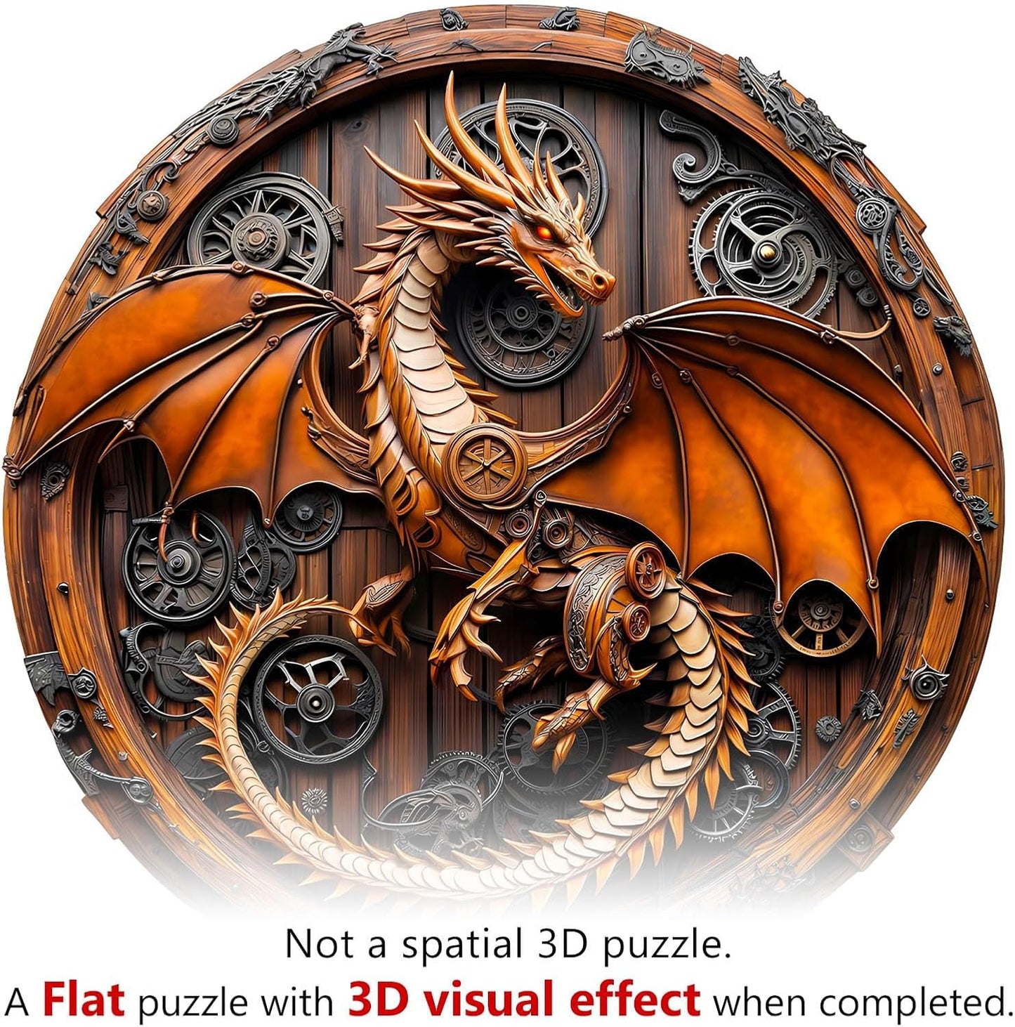 Wooden Puzzles for Adults, Mechanical Dragon Wooden Jigsaw Puzzles for Adults, Wood Puzzles Adult, Unique Animal Shape, Gifts for Friends and Family, Wall Art Canvas Puzzle (M -11.4*11.3in -200 pcs)