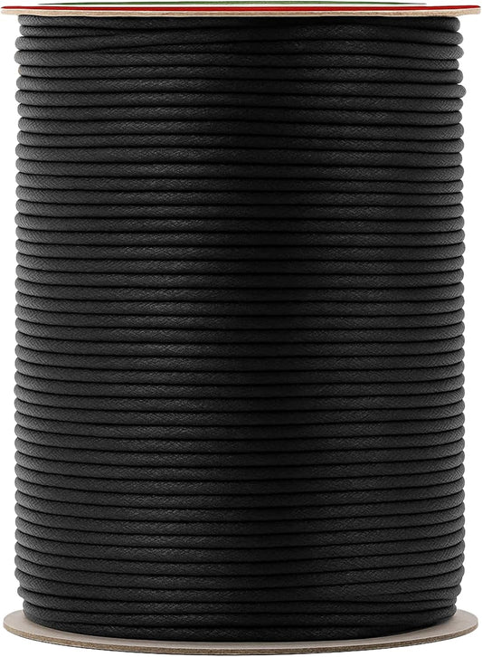 Mandala Crafts 2mm 109 Yards Black Cotton Waxed Cord for Jewelry Making Bracelet Cord Waxed String - Beading String Thread Jewelry Cords for Necklaces String