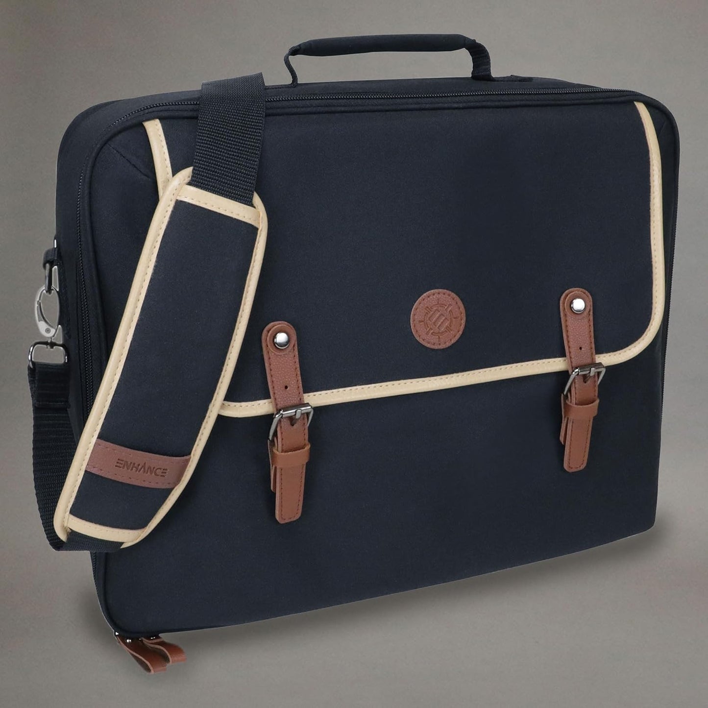 ENHANCE Designer Edition TCG Bag - MTG Shoulder Bag with Customizable Dividers & Accessory Pocket for Deck Boxes, Dice - Card Storage Compatible with Magic the Gathering, Lorcana (Black)