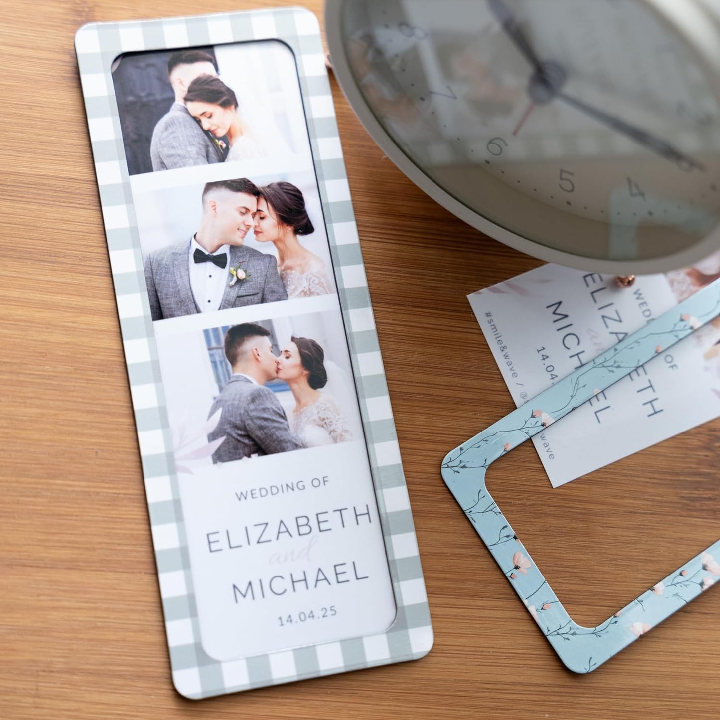 Magnetic Frames For 2x6 Photo Booth Strips – Set of 5 – White, Black, or Floral Design Photo Picture Holders – Magnetic Paper Cutout for Photobooth Photos – Simple Slim Frames for Fridge, Locker, or Party Keepsakes (5, CHECK/FLORAL PATTERNS MIX)