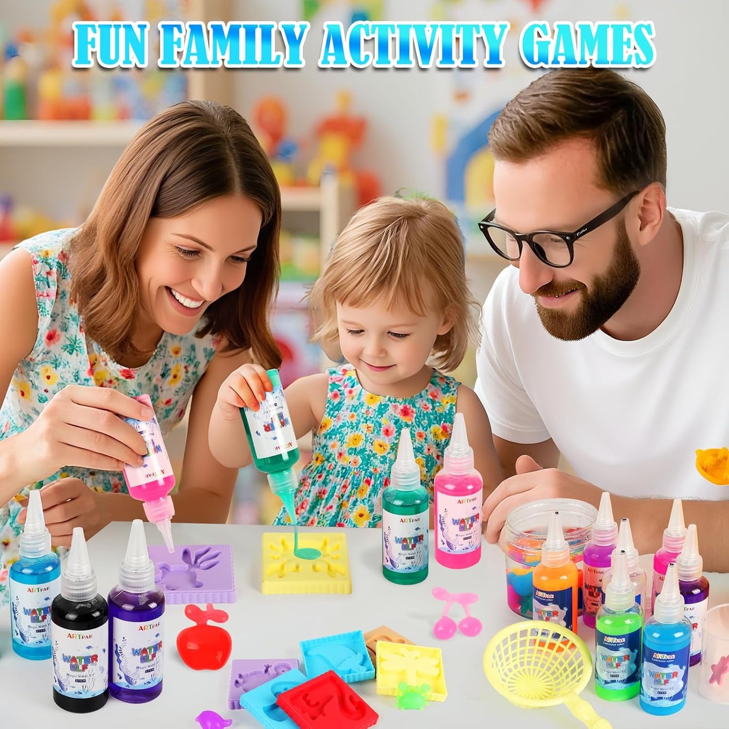 ARTPAR Magic Water Elf Toy Kit - Aqua Fairy DIY Craft Set with 20 Magic Gels & 16 Molds - Create Your Own Squishy Water Pets - Fun STEM Art Activity for Kids-Festival Birthday Gift for Boys Girls