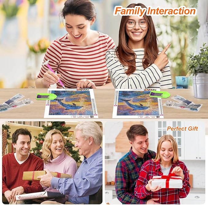 Anuver Dolphin Diamond Art Kits for Adult, Diamond Painting Kits for Beginners, DIY Full Drill Diamond Gem Craft Painting Home Wall Decor, 12x12 Inch