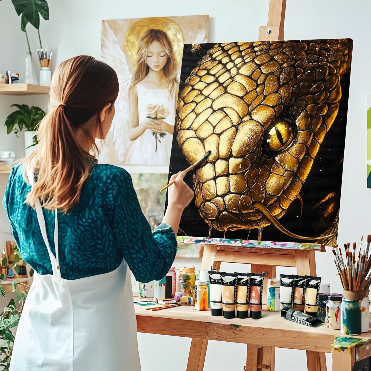 AUREUO Pearl Gold Acrylic Paint, 4 Fl Oz / 120ml Single Tube, Rich Pigment Art Craft Paints for Canvas, Rocks, Wood, Ceramic, Fabric - Art Supplies for Beginners, Professionals, Artists