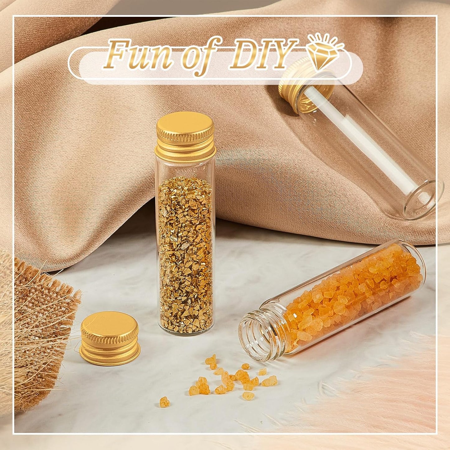 100 Pcs Small Clear Vials Spice Mini Jars with Lids Mini Glass Bottles with Screw Aluminum Metal Caps Tiny Jars Sample Containers for Powder Cream Cosmetic Jewelry Wedding (20 ml,Gold Caps)