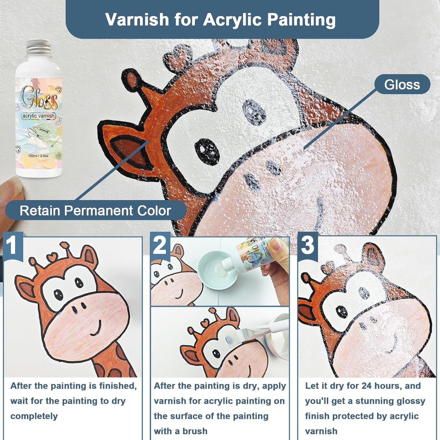 Art Masking Fluid for Watercolor Painting and Gloss Varnish for Acrylic Painting,Watercolor Masking Fluid Prevents Paint from Adhering to The Masking Area,Easily Removable, Leaving No Residue