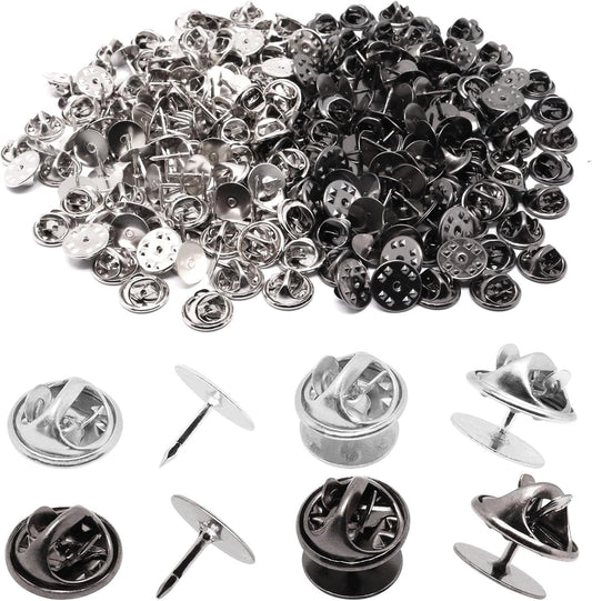 130 Set Pin Backs, Blank Pins Scatter Butterfly Clutch Pin Holder Enamel Pins Locking Backs Tie Tacks Jewelry Backings Clasp for Brooch Lapel Hat Uniform Badges Tie Tack (10mm, Silver&Black)