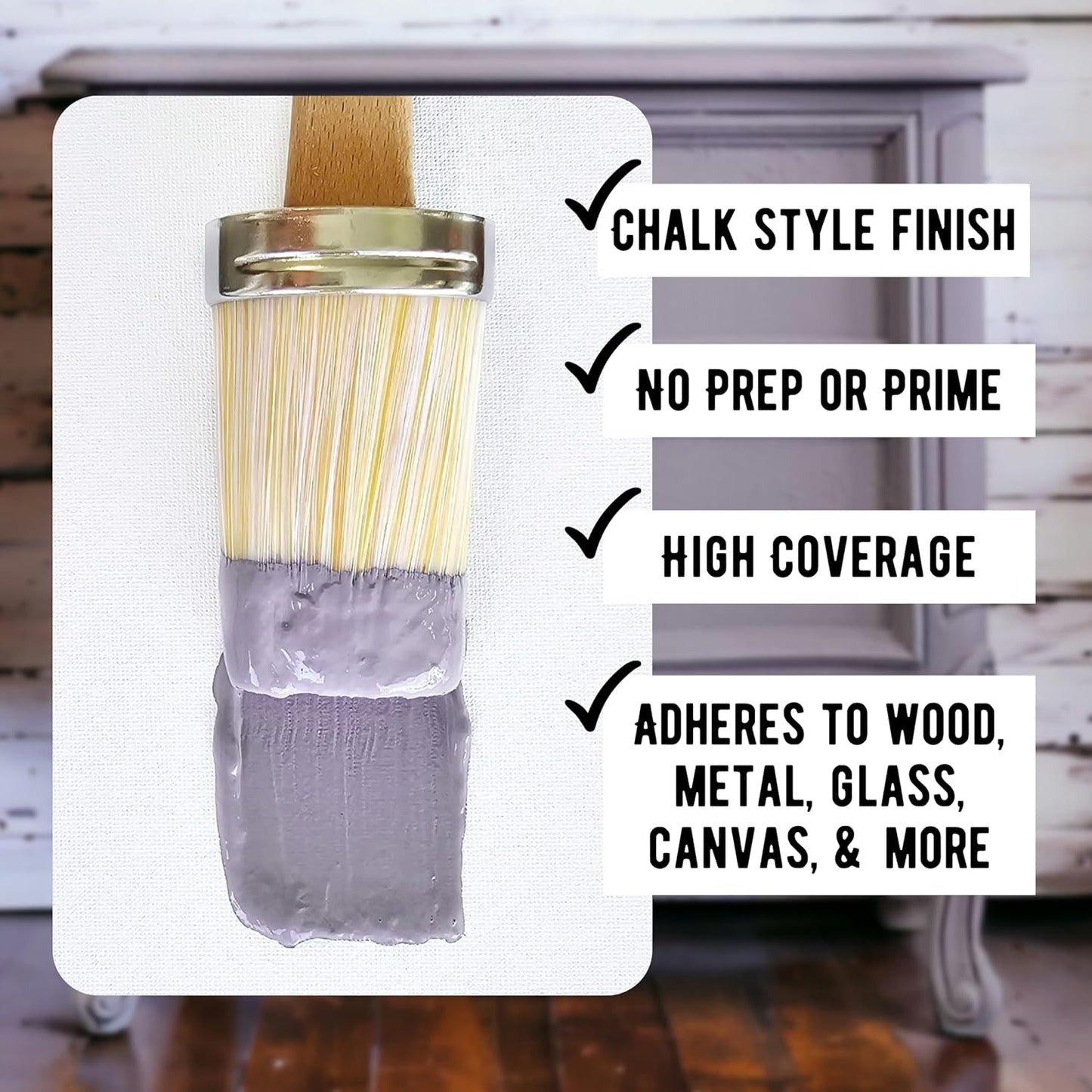 Daydream Apothecary Premium Chalk Style Paint for Furniture, Home Décor, Wood, DIY Interior Projects, Quick Dry, No Prep or Prime Needed, Matte Purple Grey - 16oz