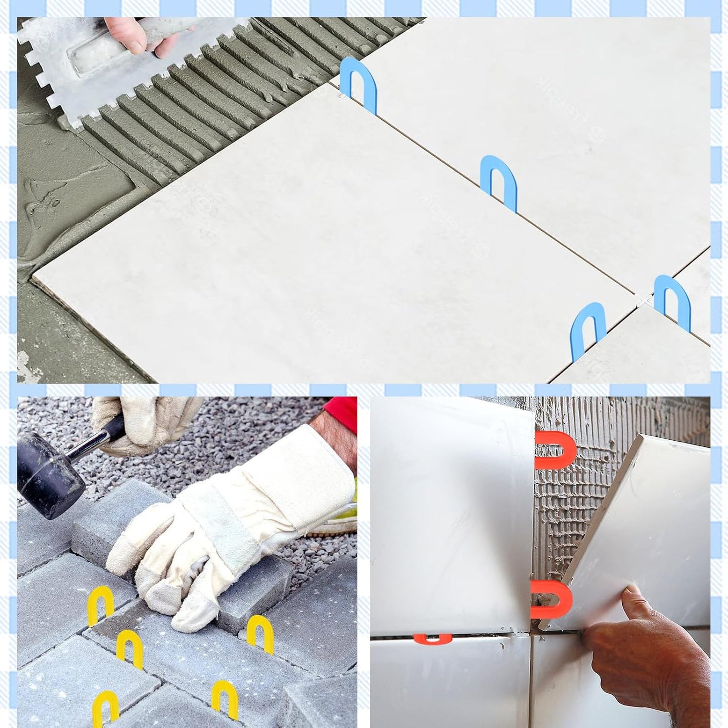 Horseshoe Shim Tile Spacers 1/16 Inch Tile Spacers U Shape Plastic Shims for Tile Leveler Spacers (1/16 Blue 500 pieces)