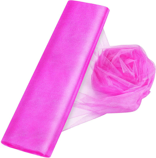 Crystal Organza Tulle Sheer Fabric Backdrop Curtains for Wedding Baby Shower Birthday Party Event Decor, 19” by 30 Yard (Rose)