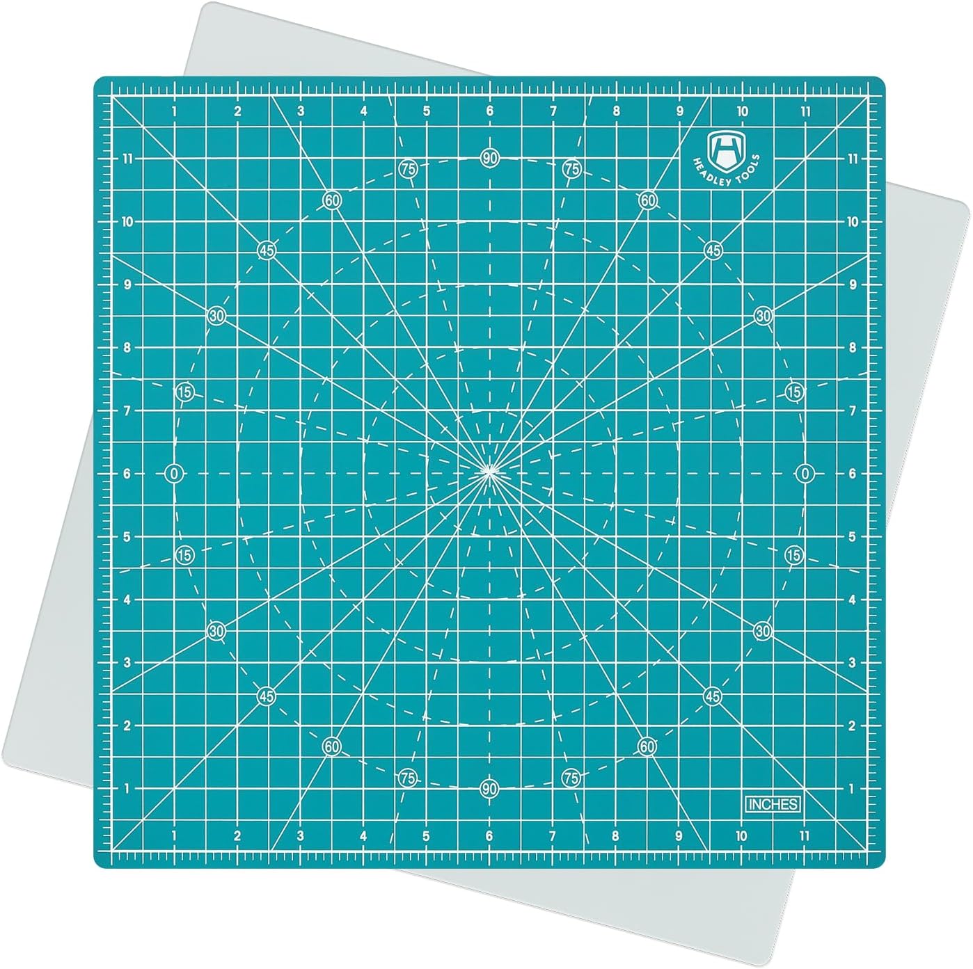 Headley Tools 12"x12" Rotating Cutting Mat, Self Healing Mat with 360-Degree Rotation & Anti-Slip Base, Sewing Board Cutting Mat Perfect for Fabric Quilting Leather Hobby Project, Turquoise