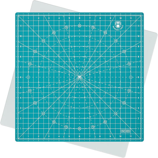 Headley Tools 12"x12" Rotating Cutting Mat, Self Healing Mat with 360-Degree Rotation & Anti-Slip Base, Sewing Board Cutting Mat Perfect for Fabric Quilting Leather Hobby Project, Turquoise