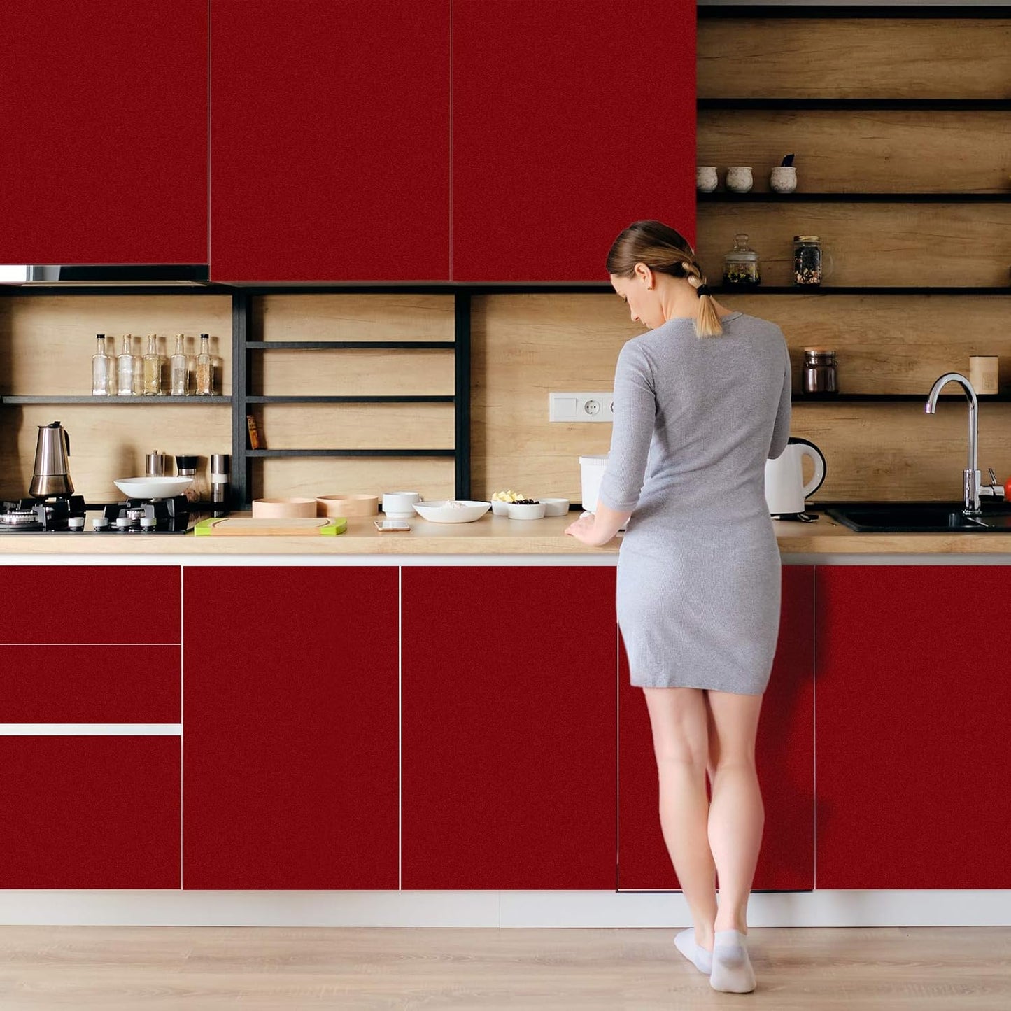 TECKWRAP Permanent Adhesive Vinyl 12" x 10ft, Matte Wine Red