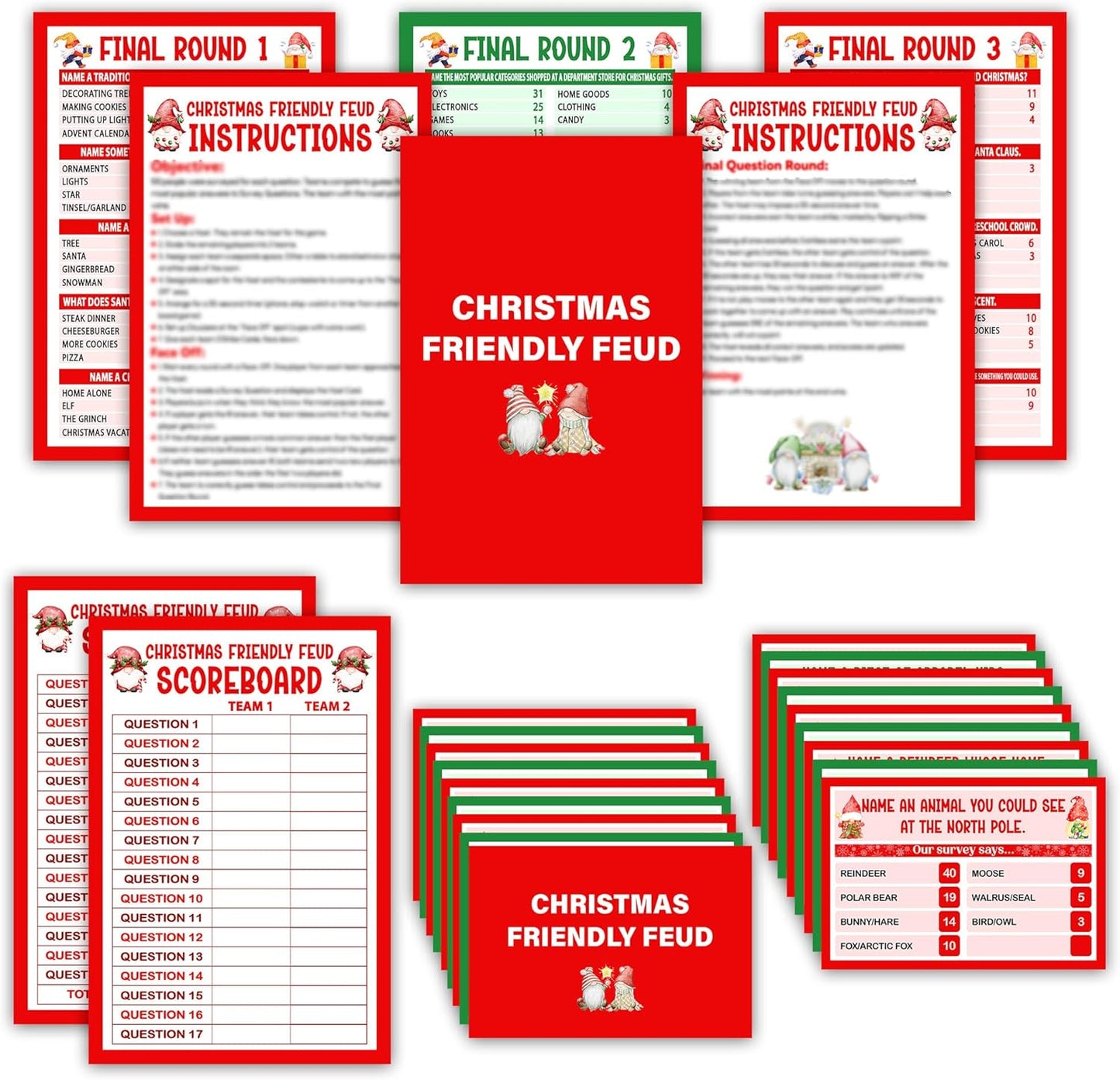 Christmas Friendly Feud Game, Funny Christmas Party Games, Friendly Feud Trivia Quiz for Family, Winter Xmas Holiday Party Supplies for Adults -08