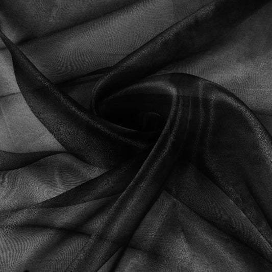 VACVELT Sheer Organza Fabric by The Yard, 60 Inch Wide Black Organza Fabric Bolt Bridal Sheer Tulle Fabric, Silk Organza Fabric Roll for Wedding Party Decorations Backdrop Curtain (10 Yards)