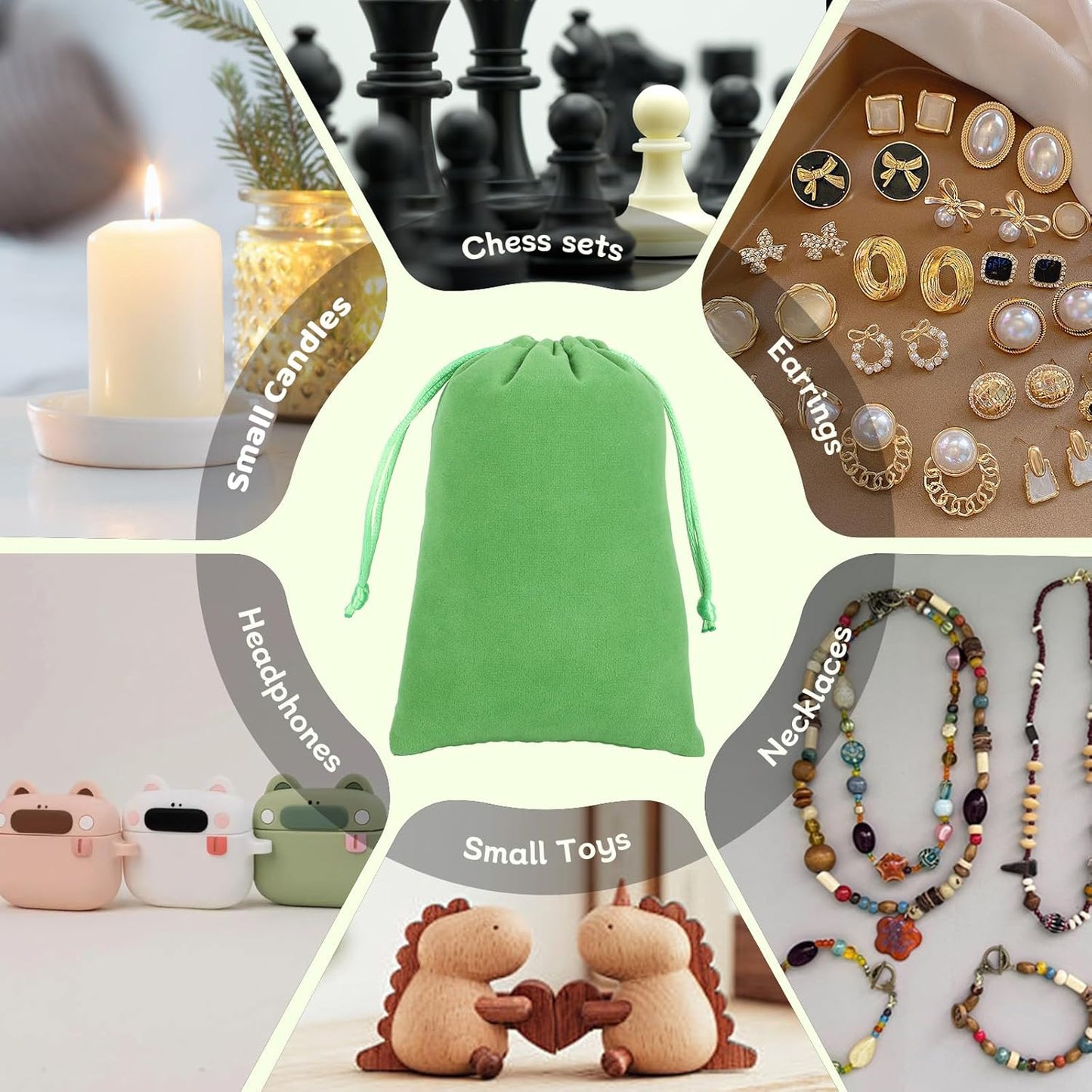 Velvet Drawstring Jewelry Bag, 50Pcs Green Coin Pouch, 4x6 Dice Bag, For Wrapping Halloween Party Favors, Small Jewelry, Small Bussiness, Palm Crosses, Necklaces, Bracelet