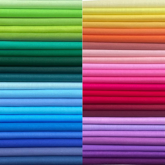 HANPATQUI 50PCS 10 x 10 inch Solid 100% Cotton Fat Quarters Fabric for Sewing and Quilting Bundles Precut Fabric Square for DIY Craft Patchwork