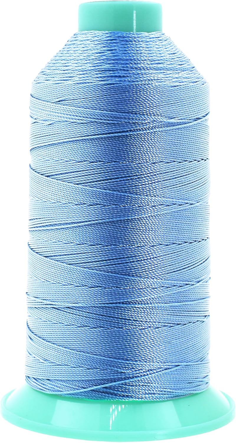 Mandala Crafts Bonded Nylon Thread Light Blue Heavy Duty Sewing Threads - 415 YDs Size 346 210D T350 Tex 350 Thread for Leather Jeans Weaving Outdoor Marine Upholstery Threads