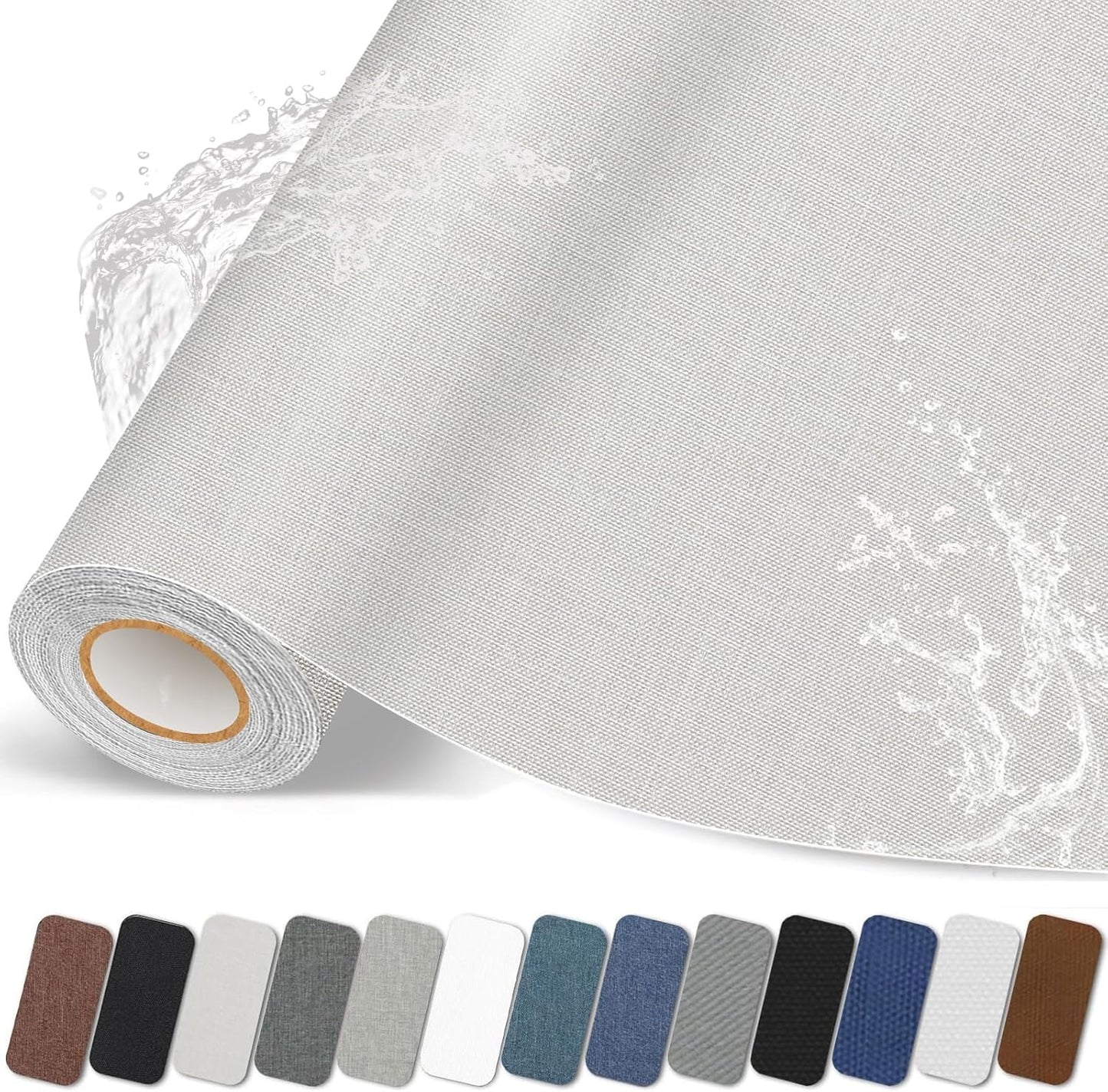 Fabric Repair Patches, 17X158 inch Linen Self-Adhesive Fabric Repair Tape, Strong Sticky Linen Patch for Sofas, Tote Bags, Clothing, Car Seats, Furniture（Beige, 17X158 inch）