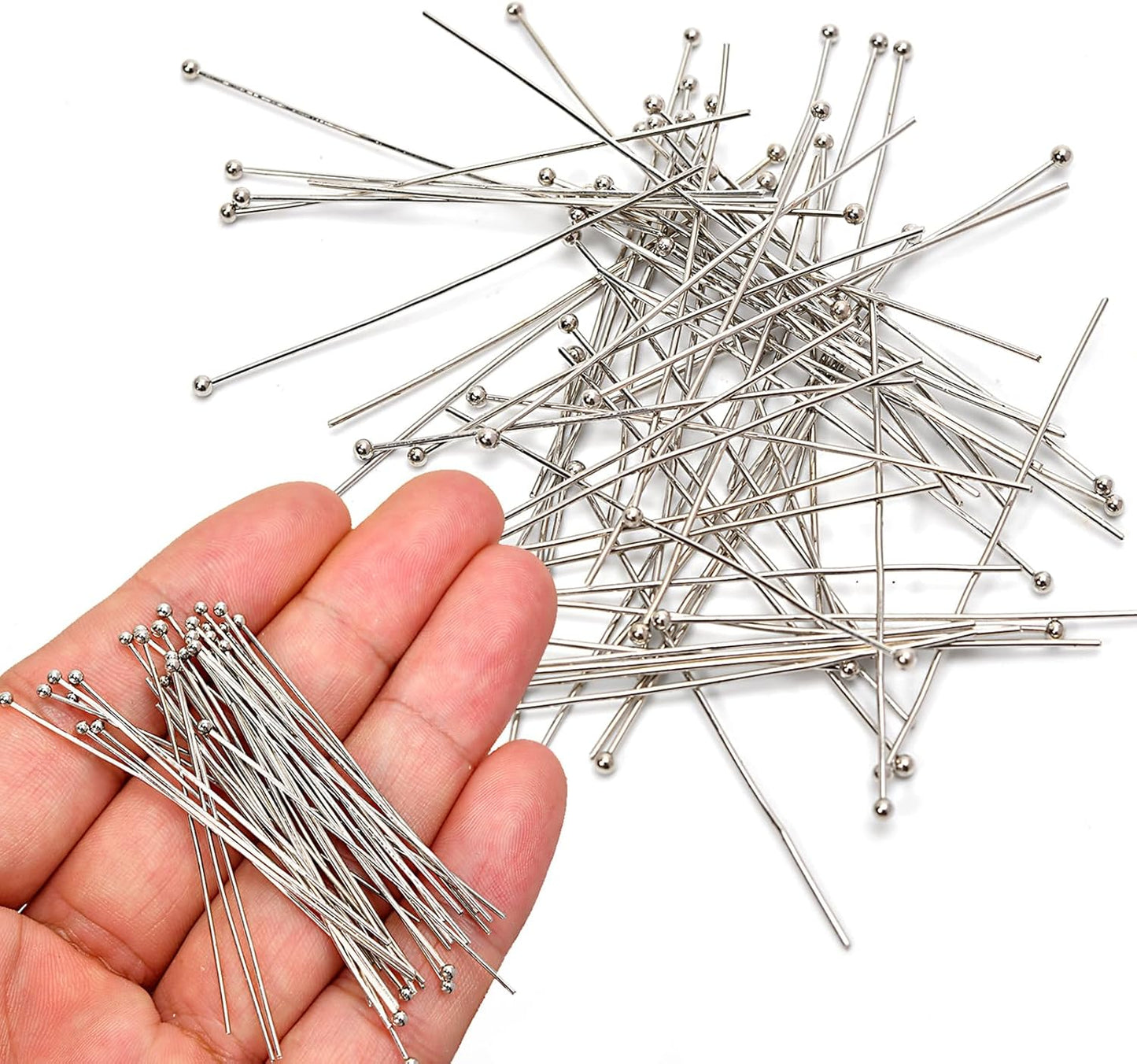 260pcs Silver Filled Ball Head Pins Non Tarnish Craft Earring Bracelet Jewelry Making Accessories Supplies(20mm (0.78in, Silver-Ball Pin)