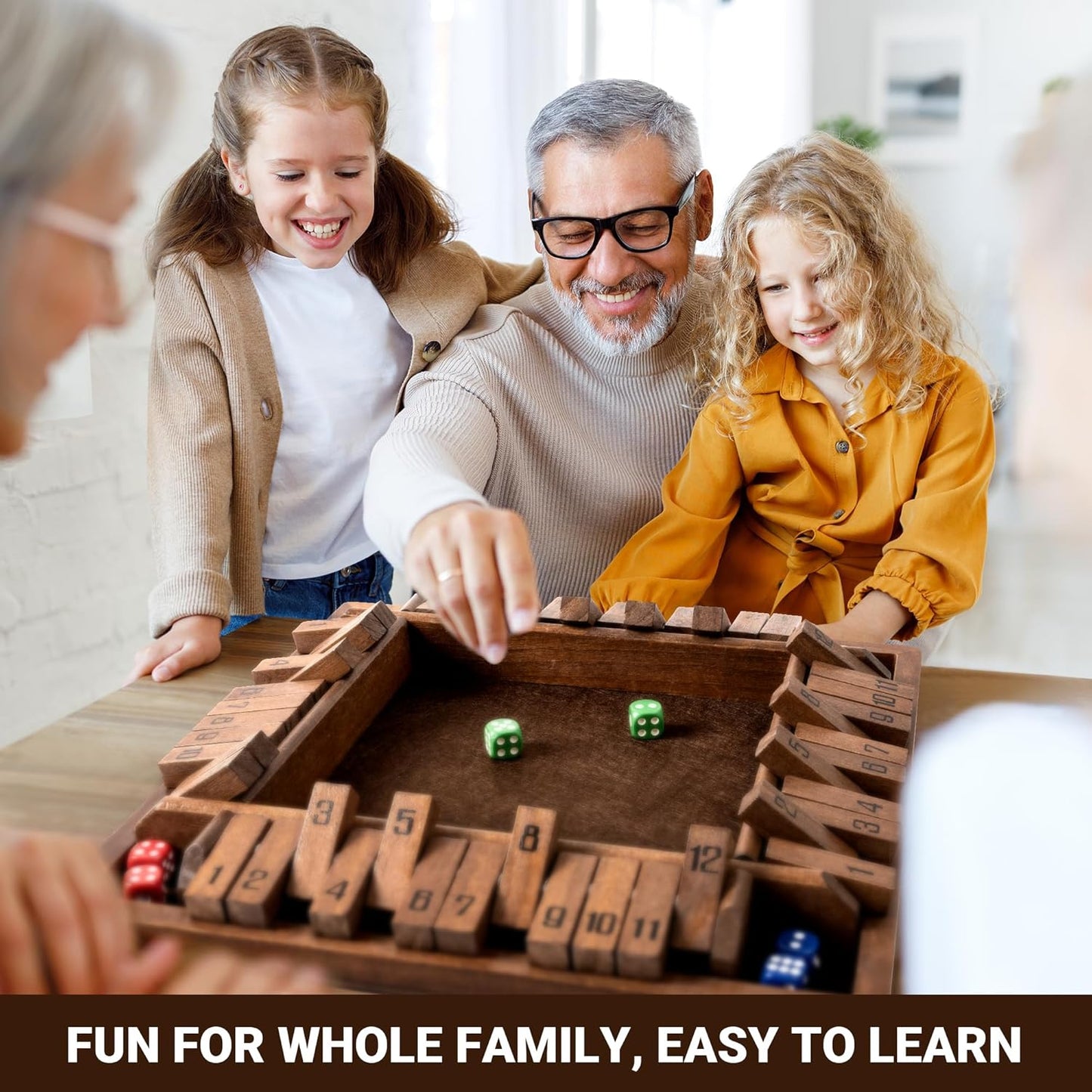 ropoda Shut The Box Game, Upgraded 12 Numbers Wooden Board Games for Adult and Kids, Shut The Box Dice Game -Addition Training, Fun for Family Game Night,Vintage Style