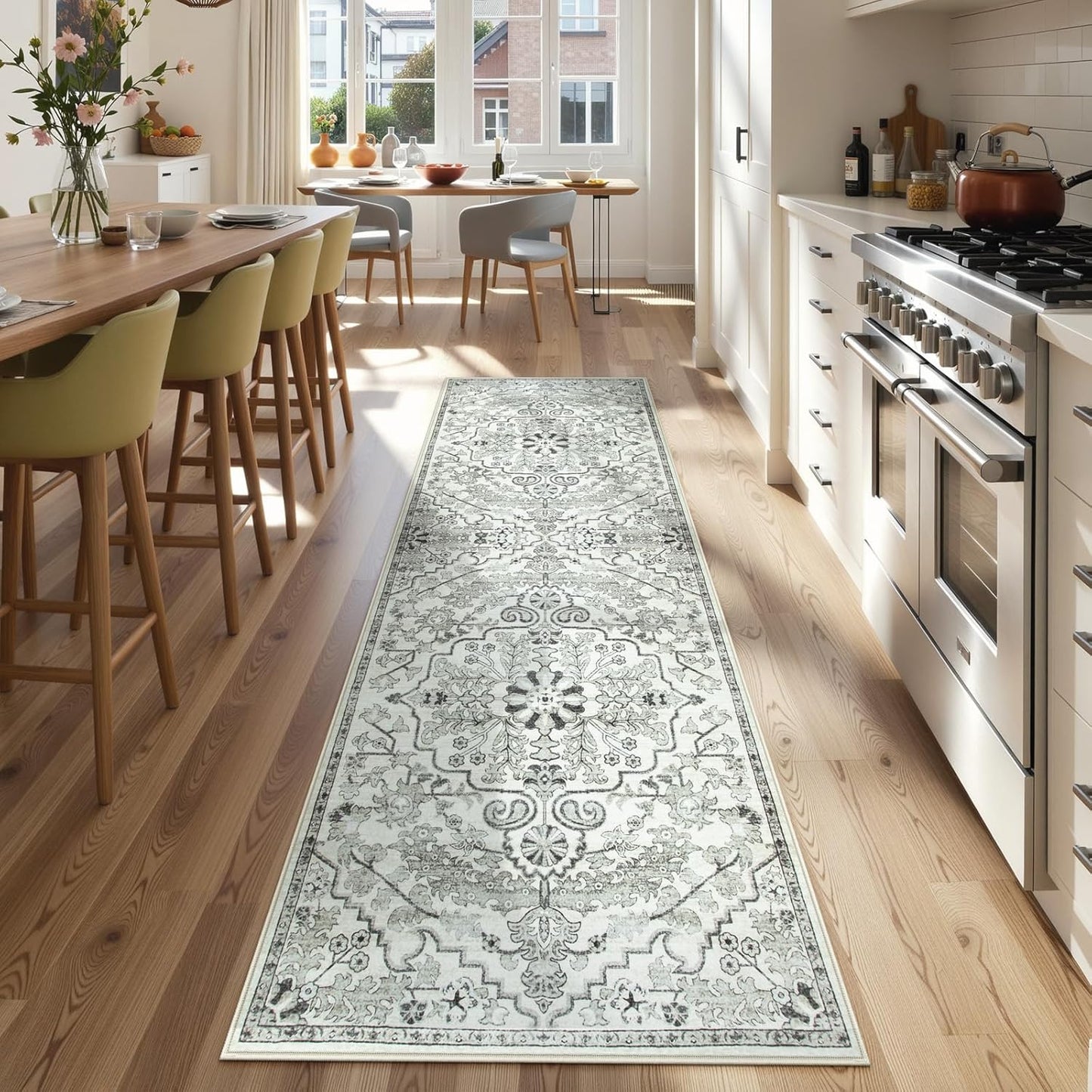 Lahome Bohemian 2'8" x 10' Washable Long Hallway Runner Rug, Soft Kitchen Rug Runner, Non Slip Non-Shedding Stair Carpet Runners for Hall Bathroom Hardwood Floors, Beige