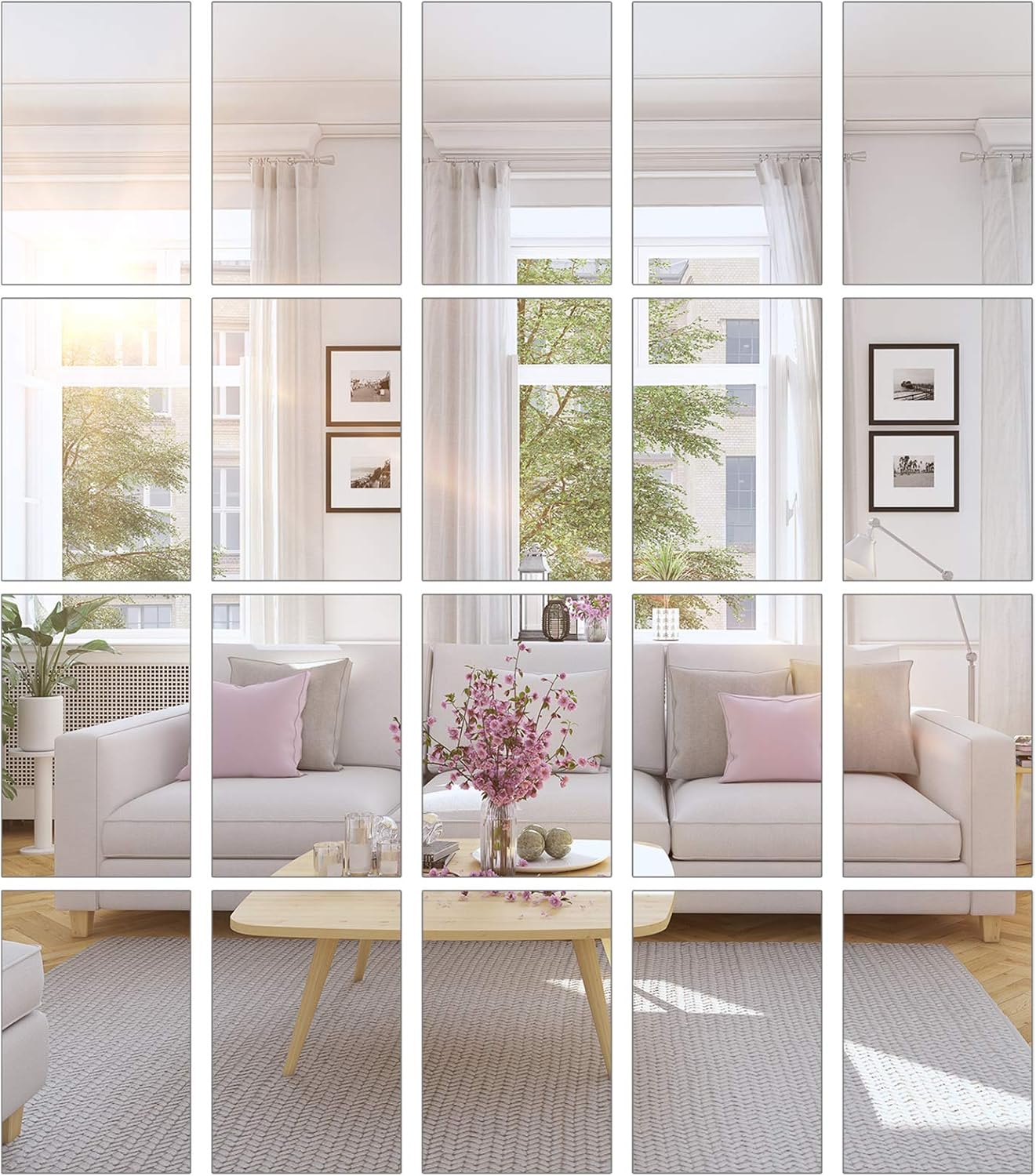 BBTO 20 Pcs Mirror Sheets, 4''x 6'' Self Adhesive Non Glass Cut to Size Mirror Stickers Tiles, Safe Unbreakable Plastic Small Frameless for Classroom, Childroom & DIY Craft