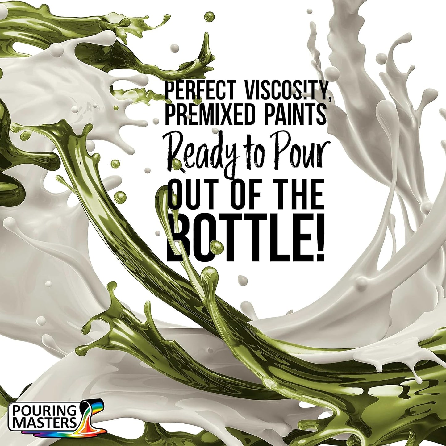 POURING MASTERS Olive Green Acrylic Ready to Pour Pouring Paint - Premium 32-Ounce Pre-Mixed Water-Based - for Canvas, Wood, Paper, Crafts, Tile, Rocks and More
