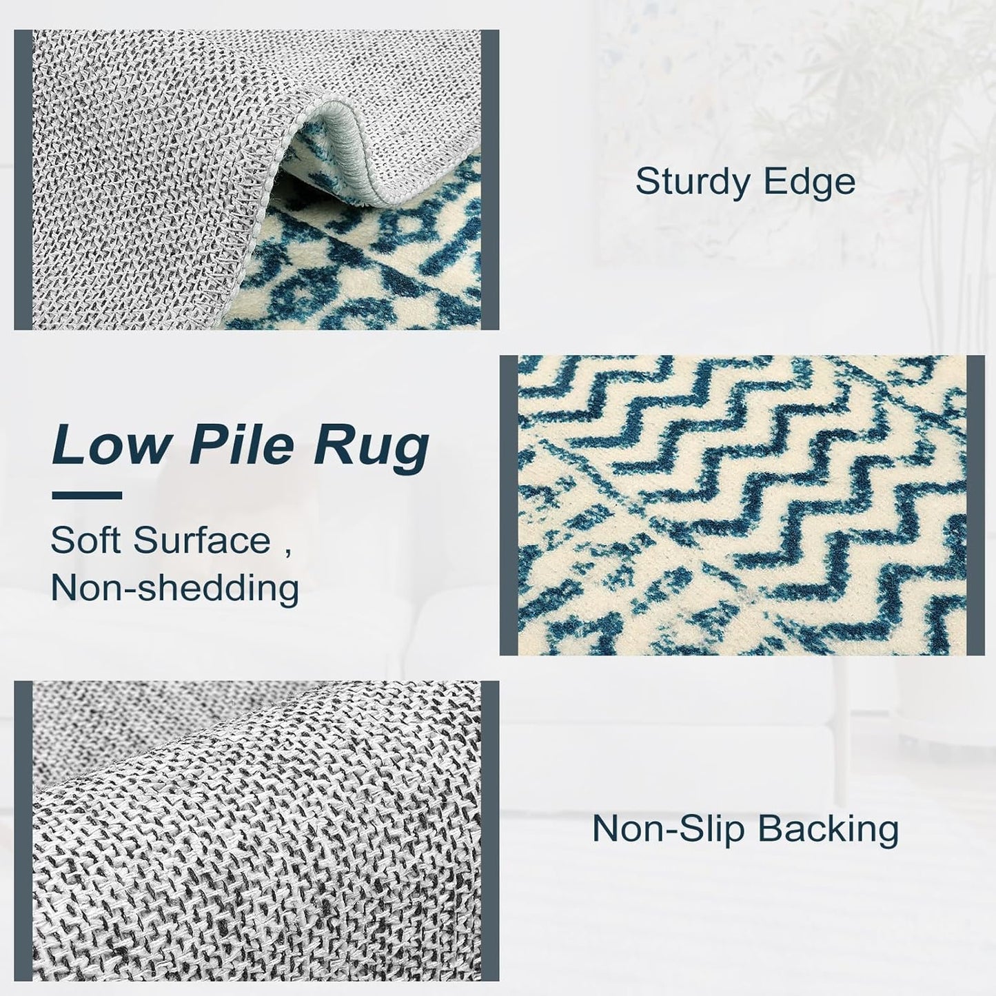 Machine Washable Area Rugs, 2x5 Kitchen Runner Rug Non Slip,Low Pile Non-Shedding Indoor Front Door Rug Carpet for Bedroom Kitchen Entryway Laundry Room